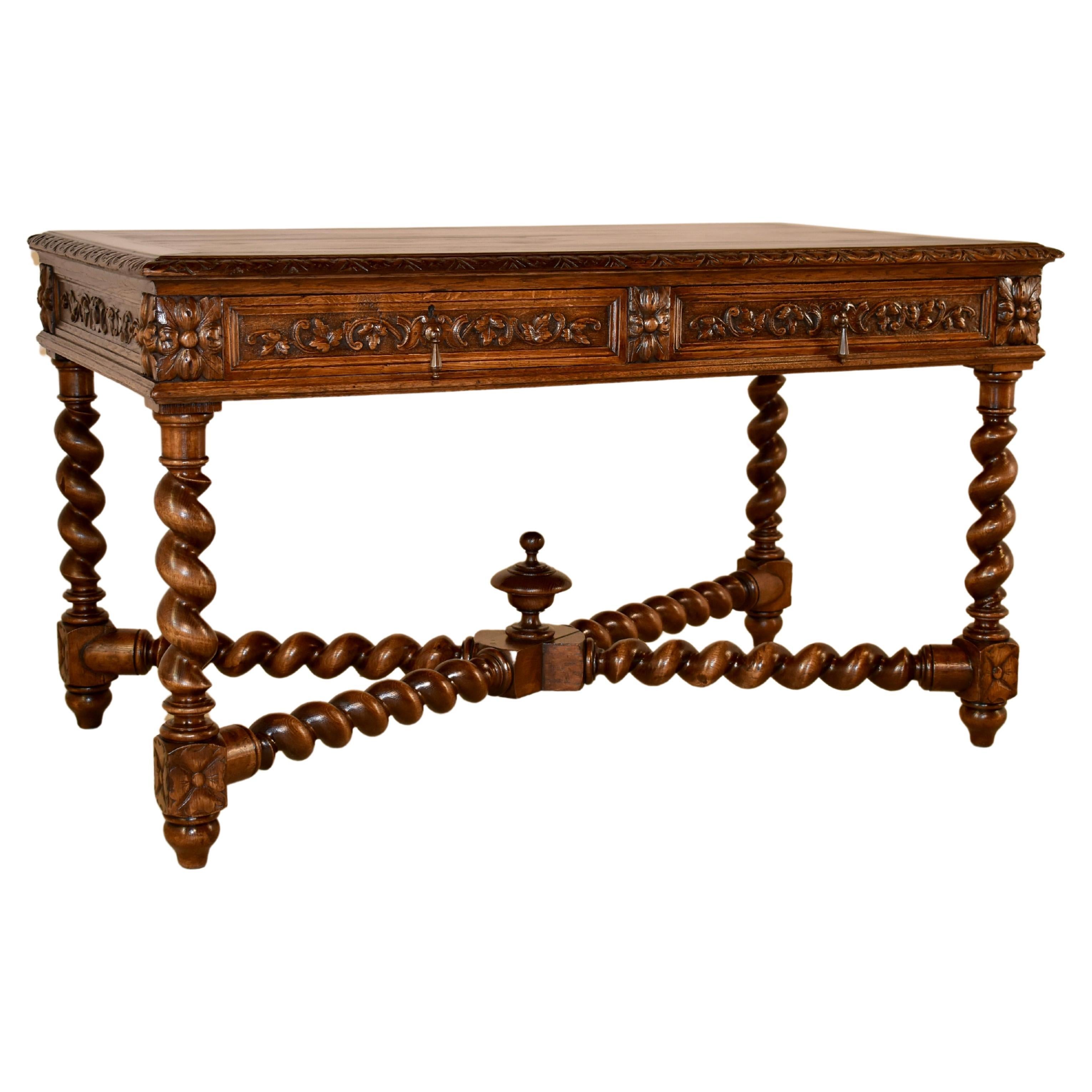 19th Century French Oak Carved Desk