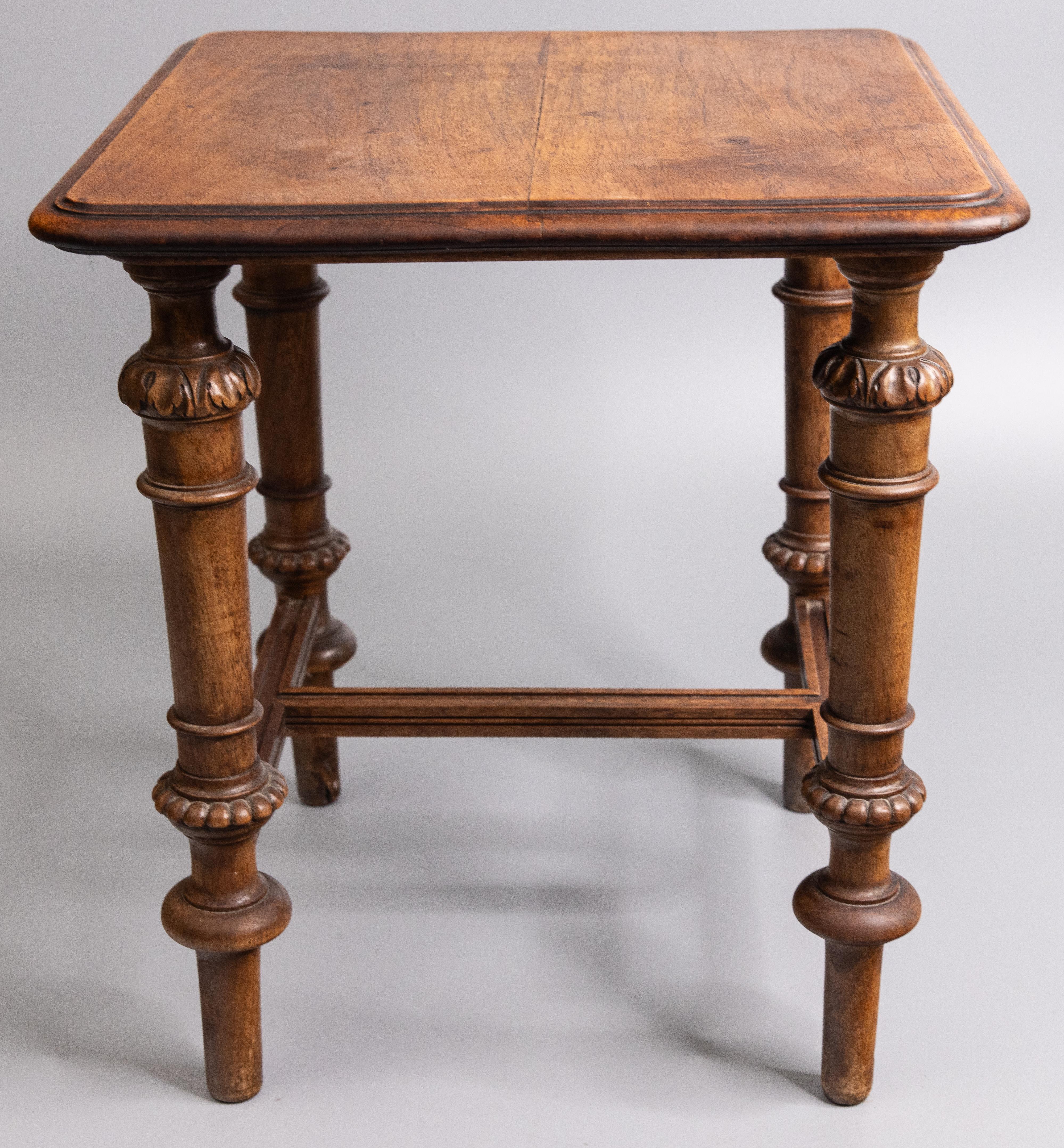 Hand-Carved 19th Century French Oak Carved Side Table Low Stool Footstool For Sale