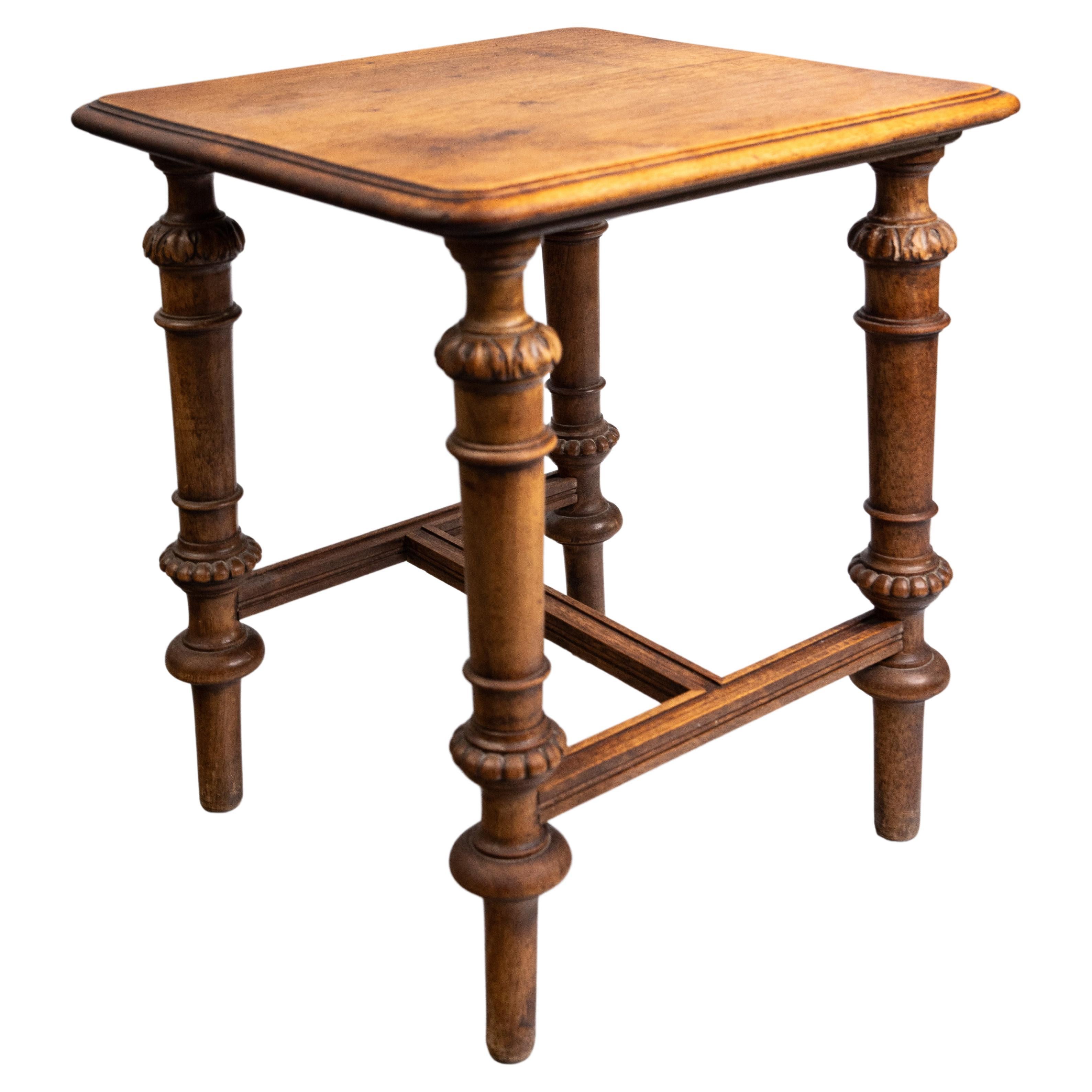 19th Century French Oak Carved Side Table Low Stool Footstool For Sale