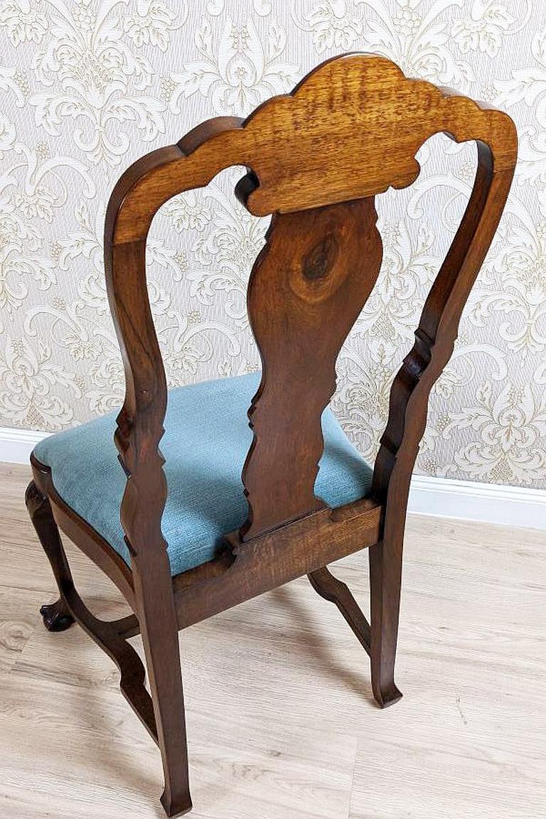 19th-Century French Oak Chair with Grey Upholstery For Sale 1