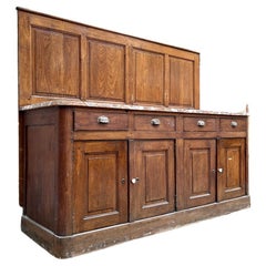 Antique 19th Century French Oak Château Sideboard with Marble Top
