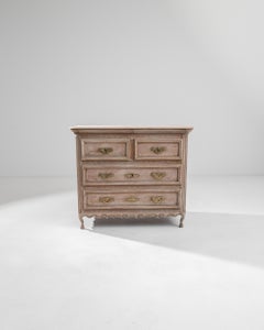 19th Century French Provincial Oak Chest of Drawers with Brass Accents