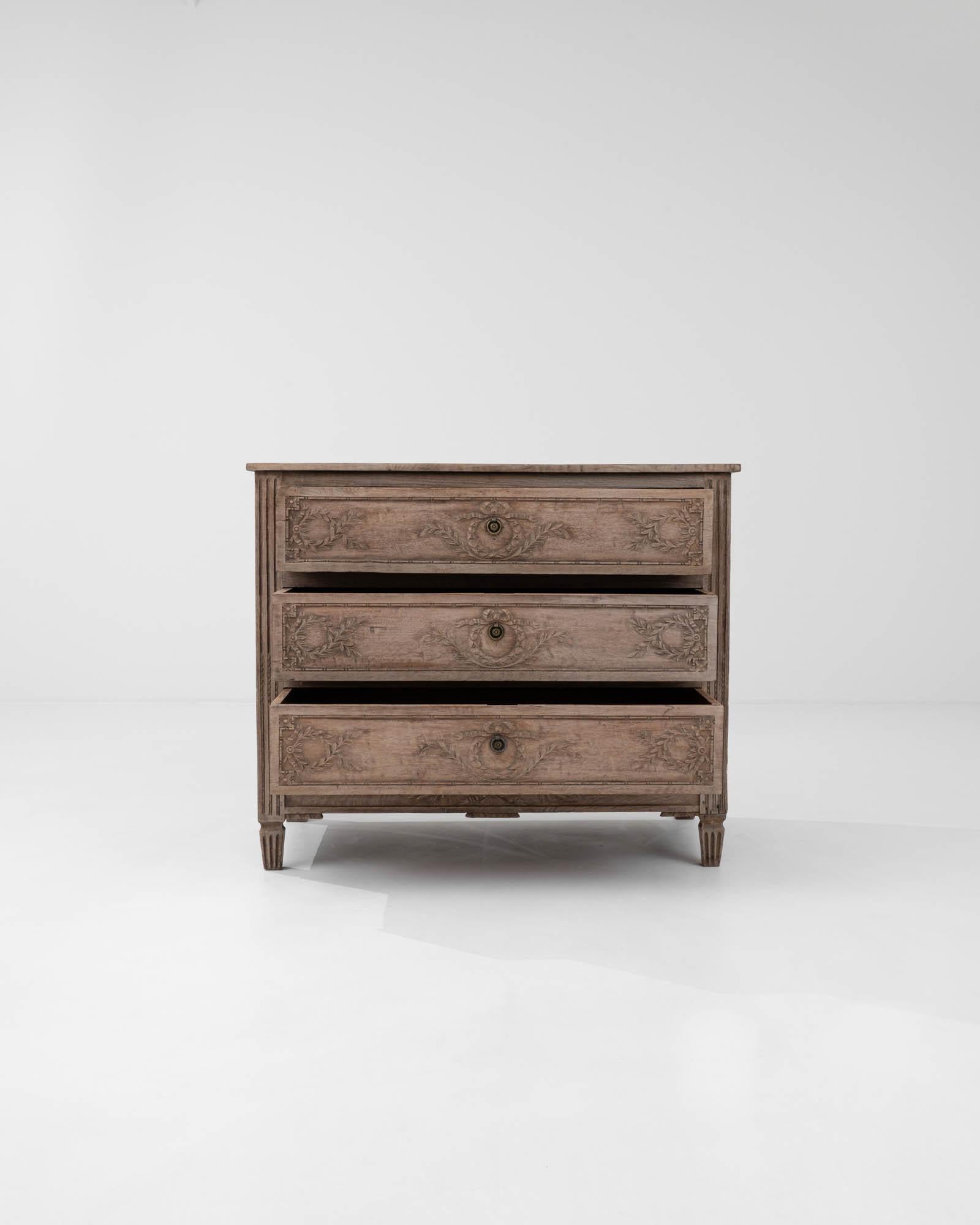 Bleached 19th Century French Oak Chest of Drawers For Sale
