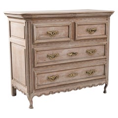 19th Century French Provincial Oak Chest of Drawers with Brass Accents