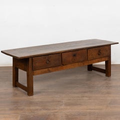 19th Century French Oak Coffee Table with Three Drawers