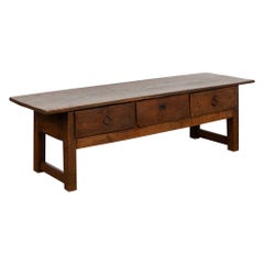19th Century French Oak Coffee Table with Three Drawers 19th Century French Oak Coffee Table with Three Drawers
