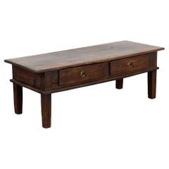 19th Century French Oak Coffee Table with Two Drawers