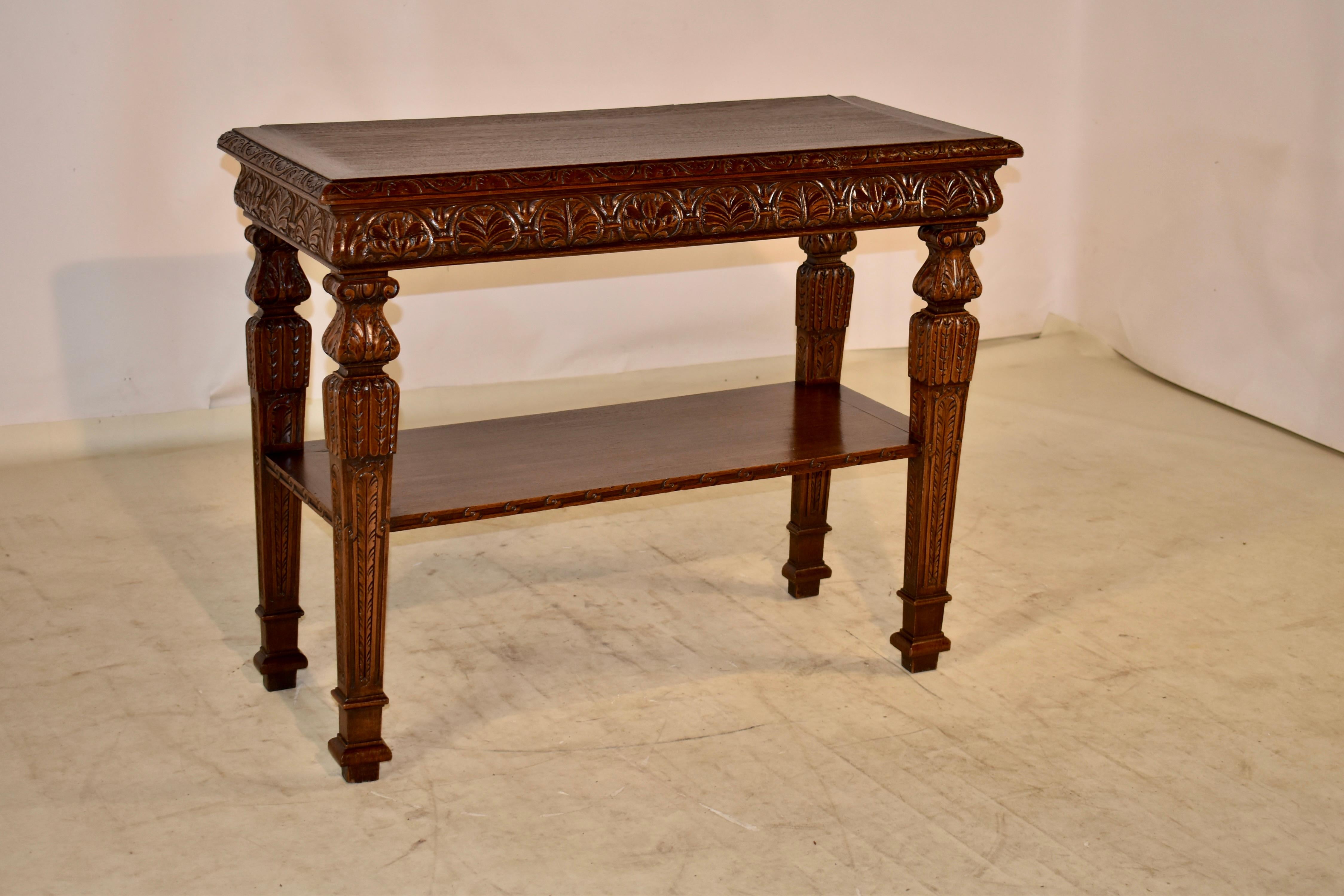 Hand-Carved 19th Century French Oak Console Table