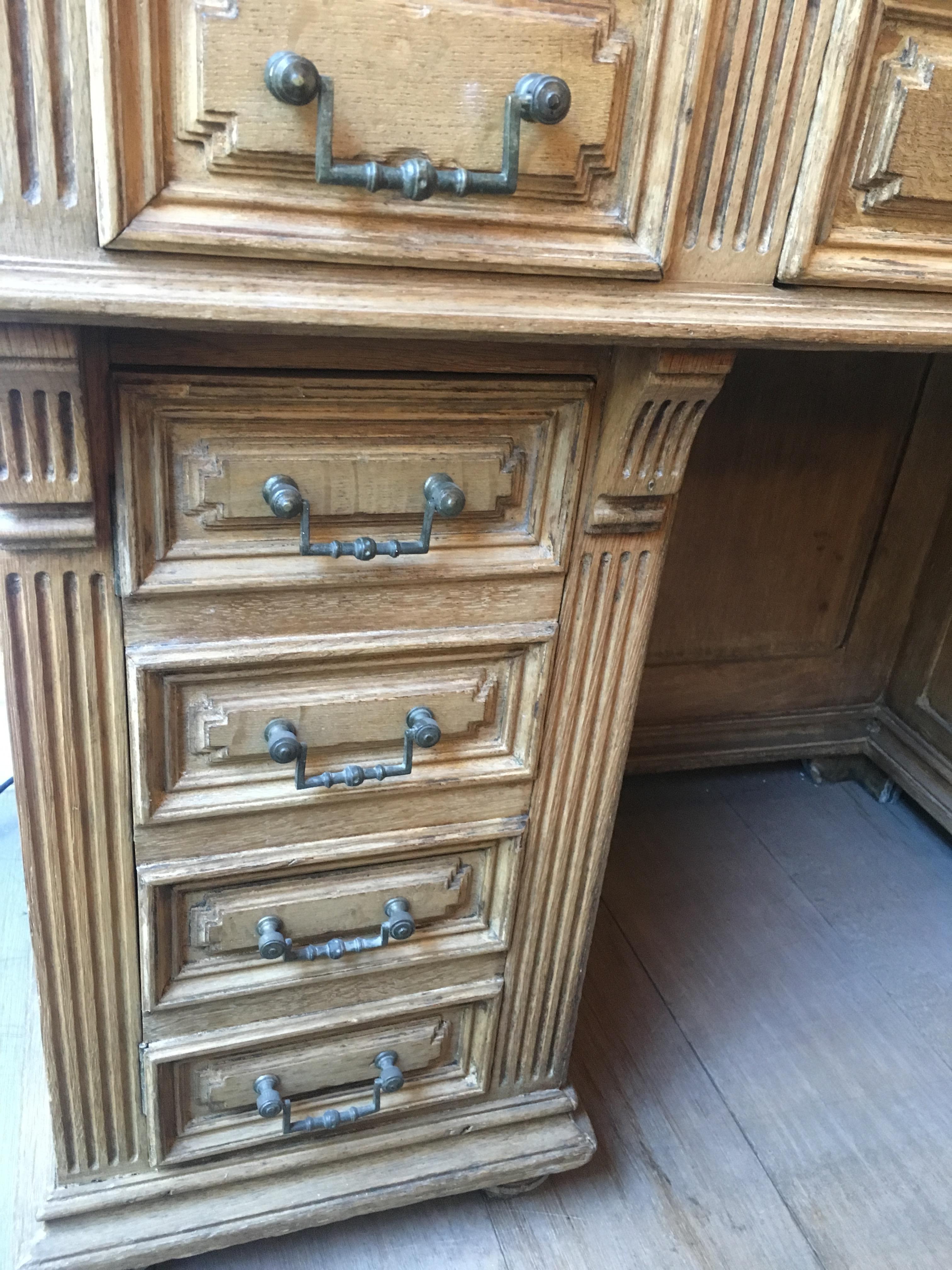 19th Century French Oak Cupboard Sink with Drawers and Carrara Marble Top, 1890s 1