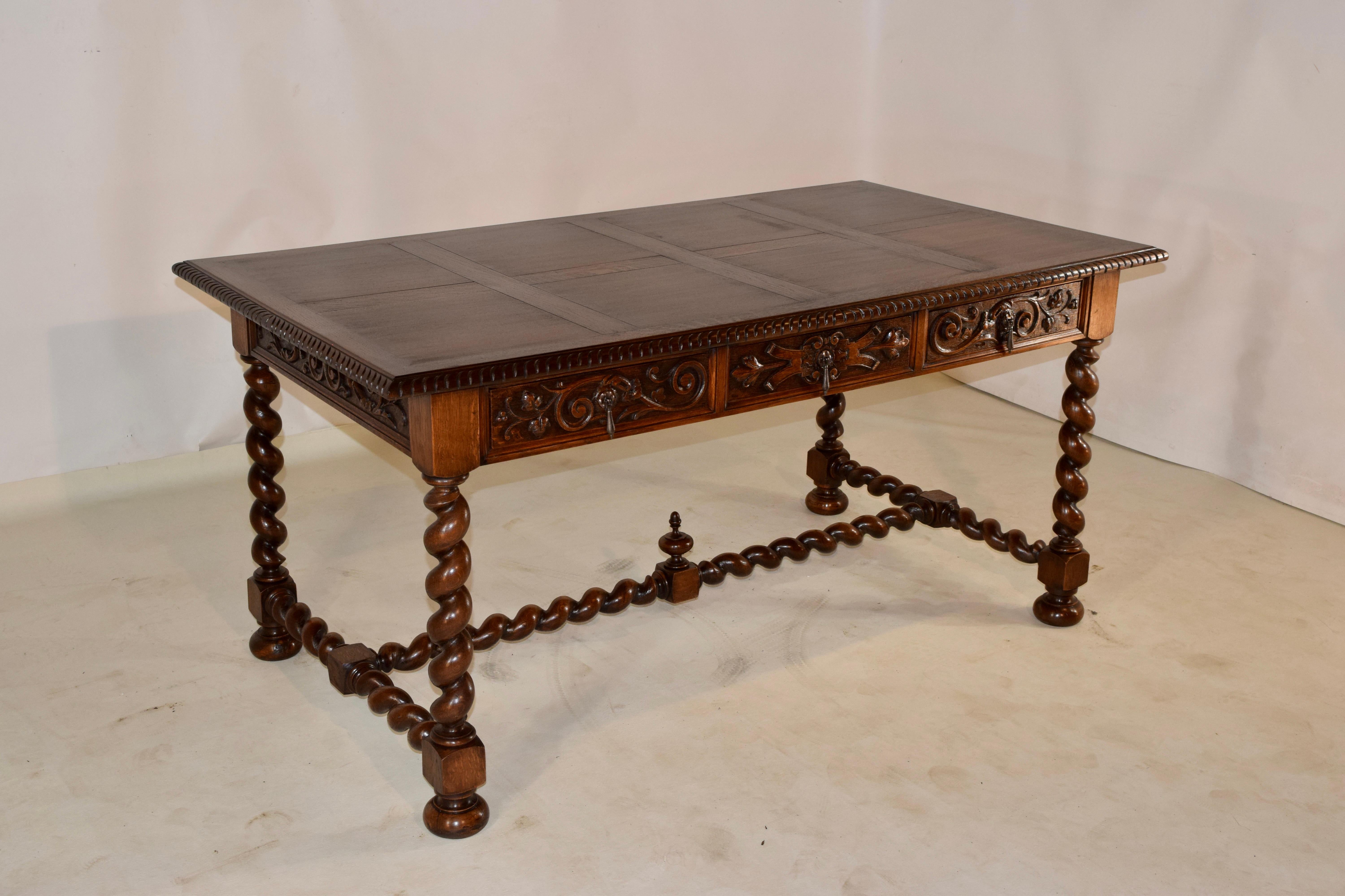 19th Century French Oak Desk In Good Condition In High Point, NC