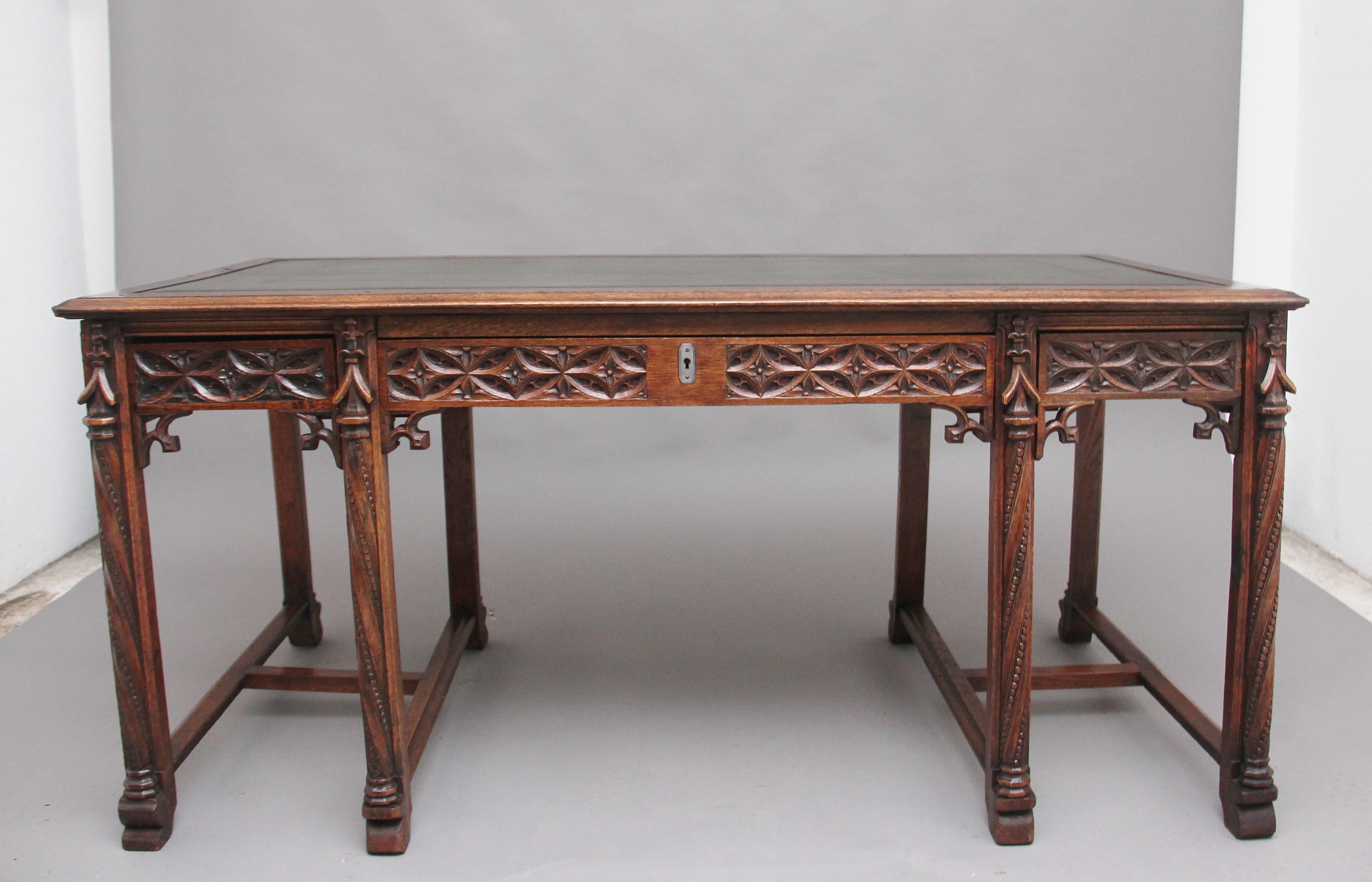 19th Century French Oak Desk in the Gothic Style 6