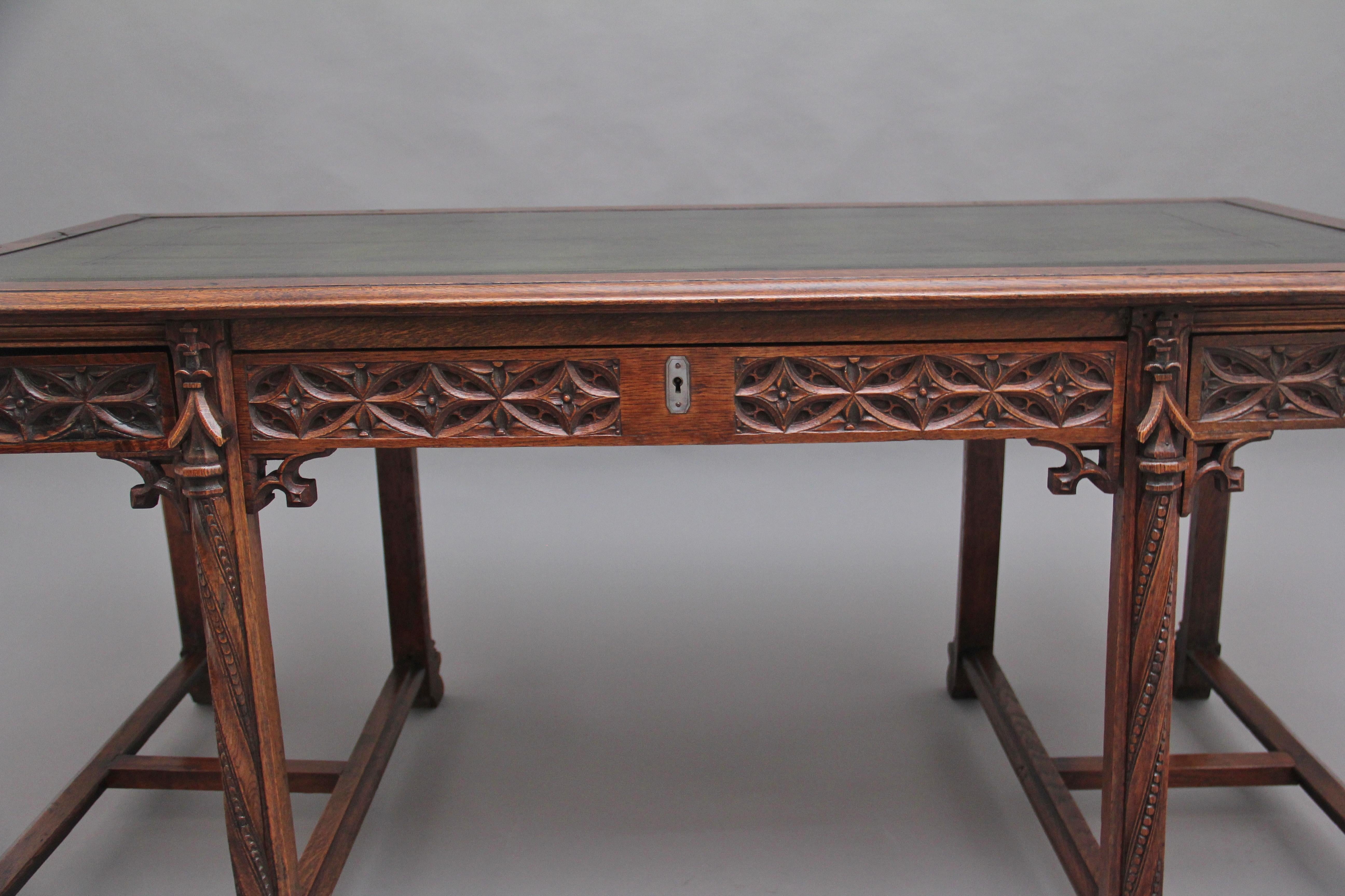 19th Century French Oak Desk in the Gothic Style 8