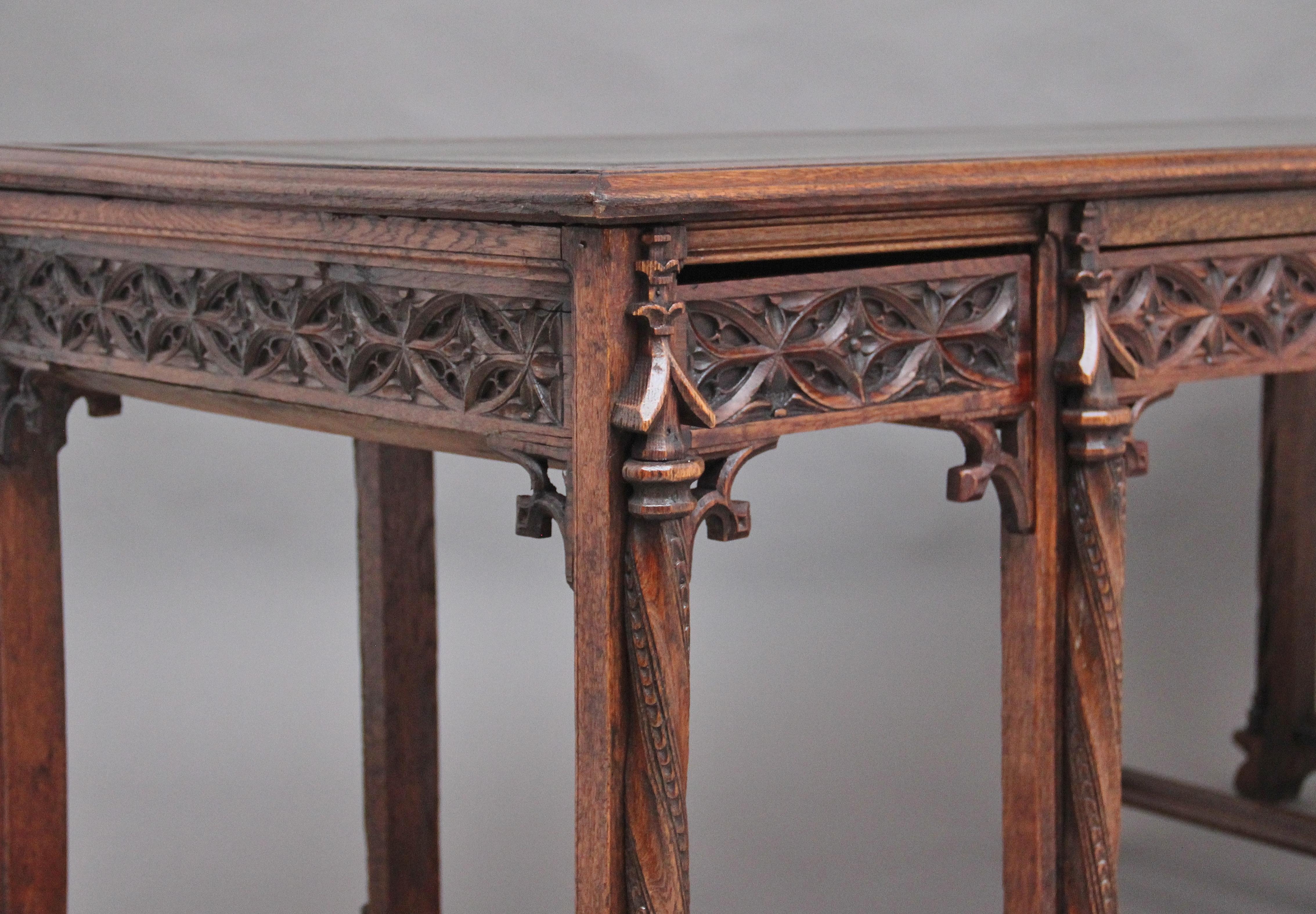 19th Century French Oak Desk in the Gothic Style 9