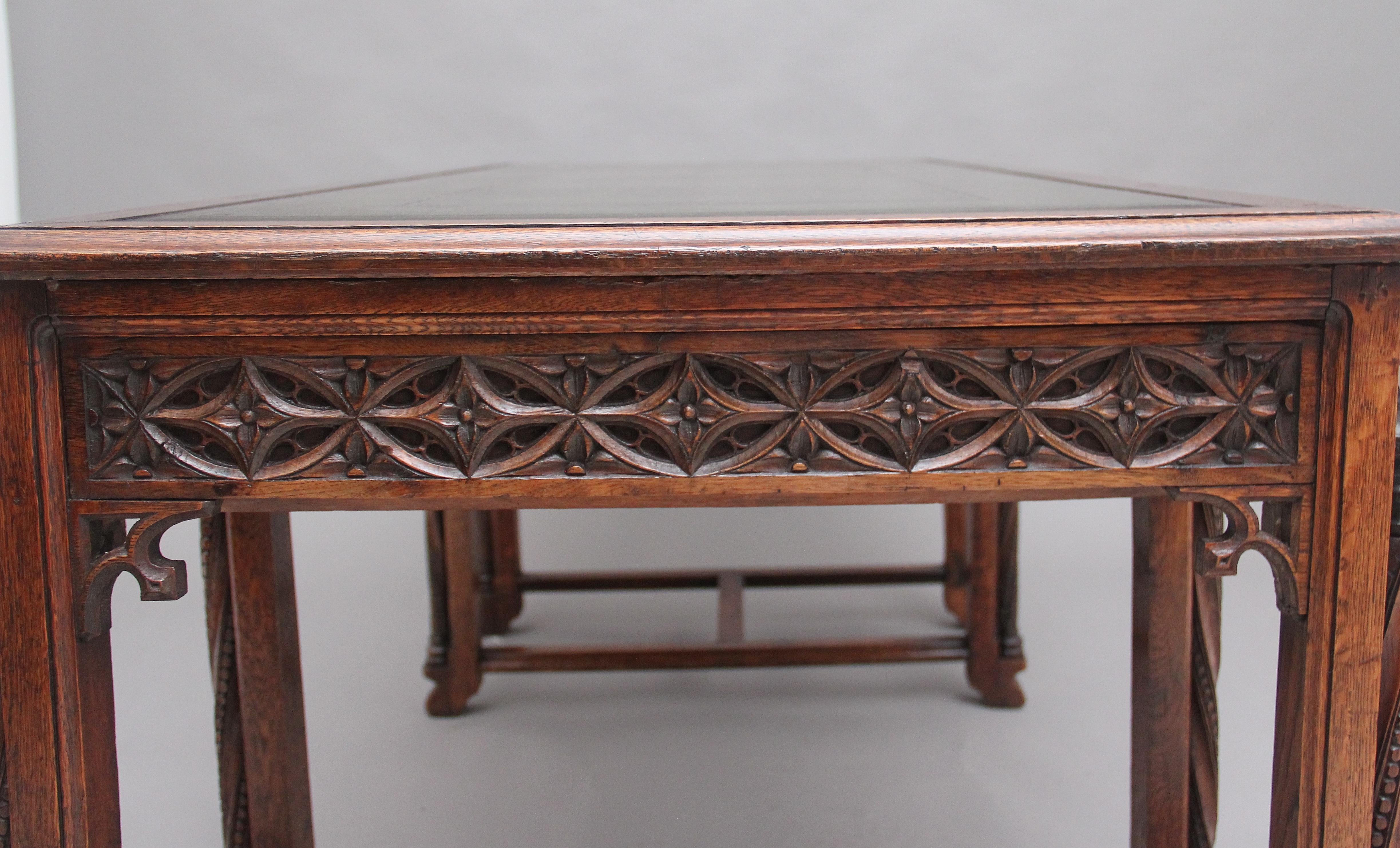 19th Century French Oak Desk in the Gothic Style 10