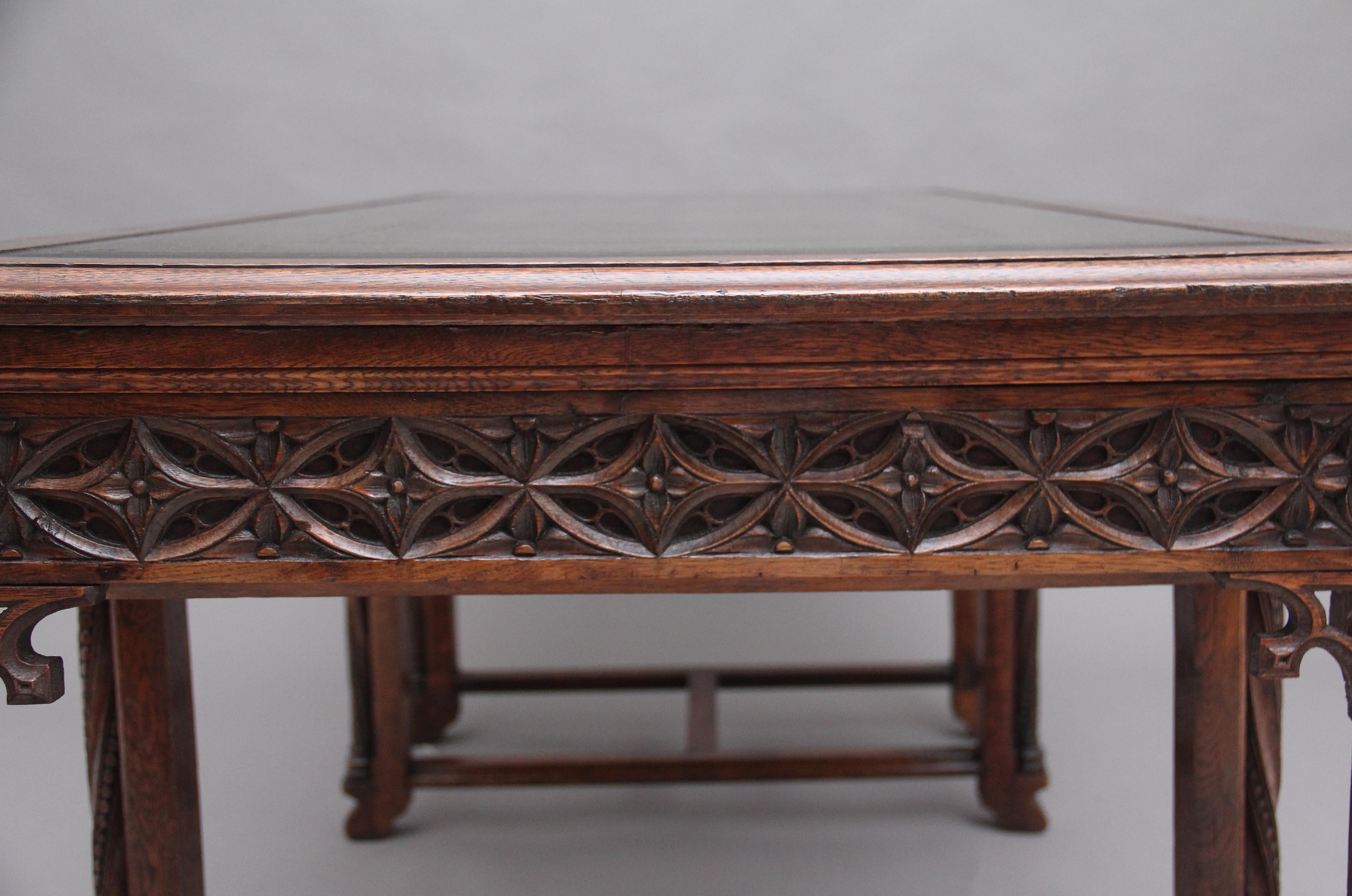19th Century French Oak Desk in the Gothic Style 11