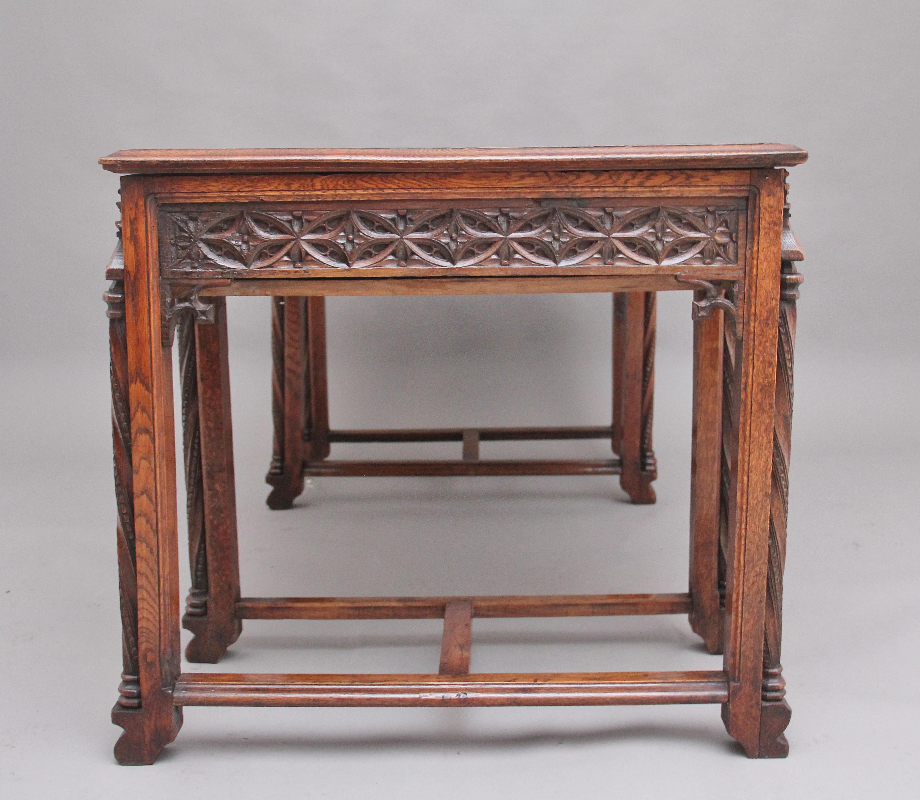 19th Century French Oak Desk in the Gothic Style 1