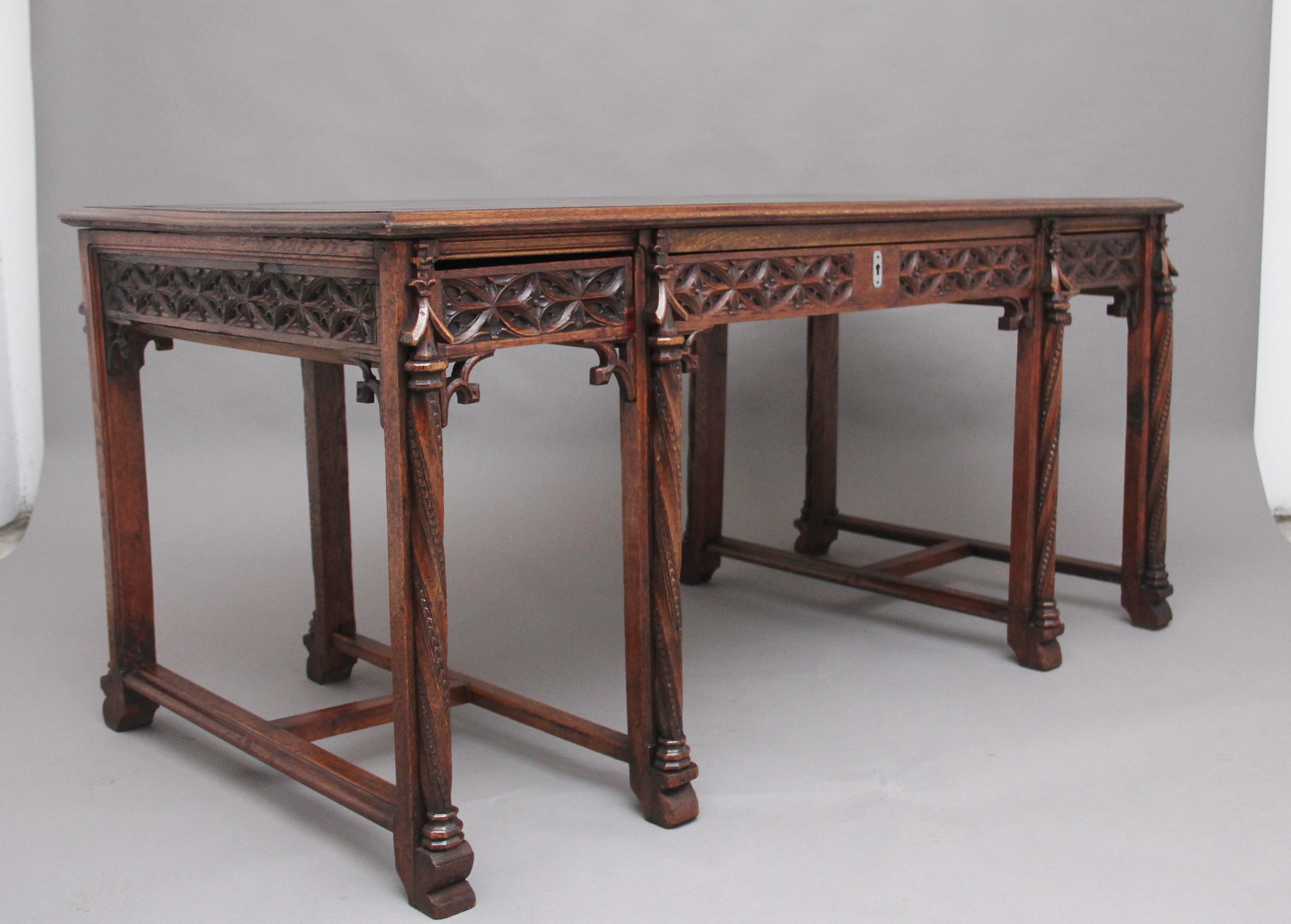 19th Century French Oak Desk in the Gothic Style 4