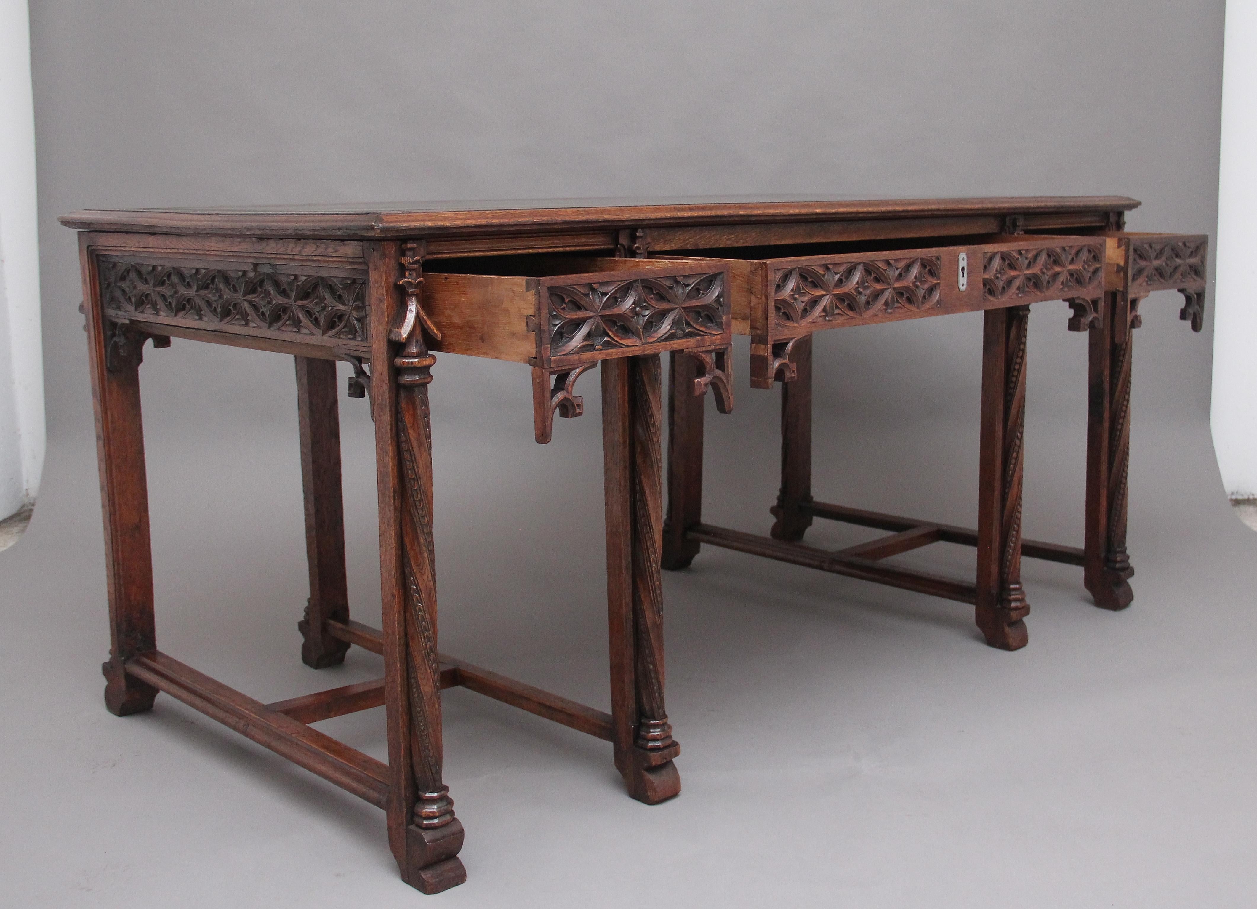 19th Century French Oak Desk in the Gothic Style 5