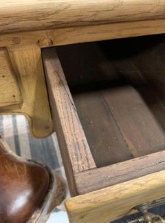 19th century French oak desk with three drawers