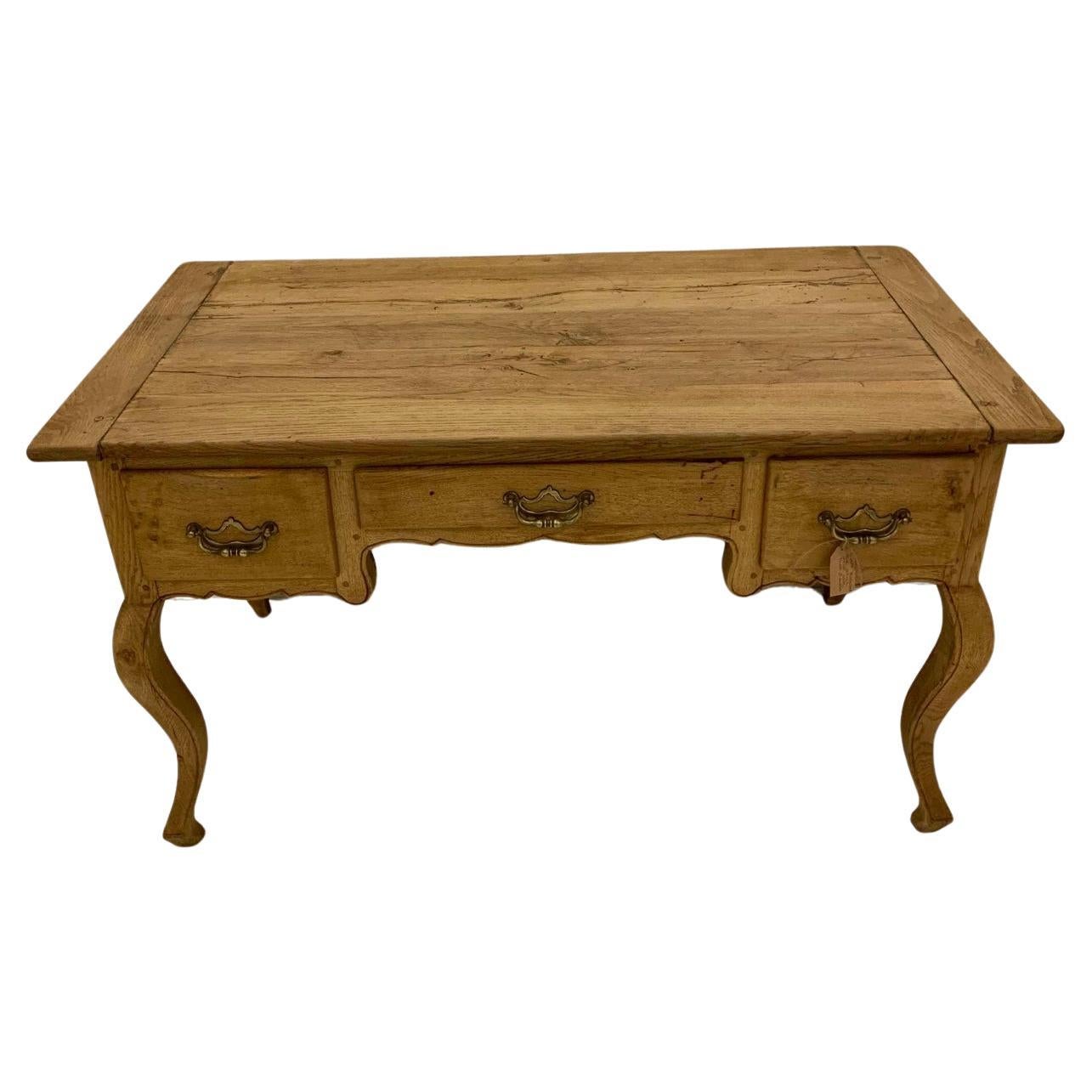 19th century French oak desk with three drawers
