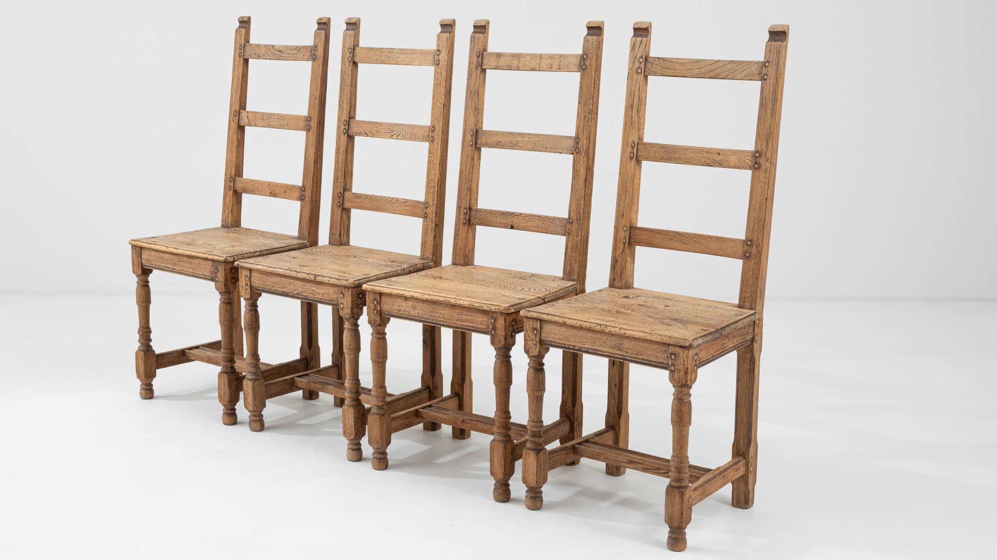 19th Century French Oak Dining Chairs, Set of Four For Sale 5