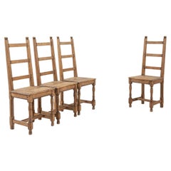 Antique 19th Century French Oak Dining Chairs, Set of Four