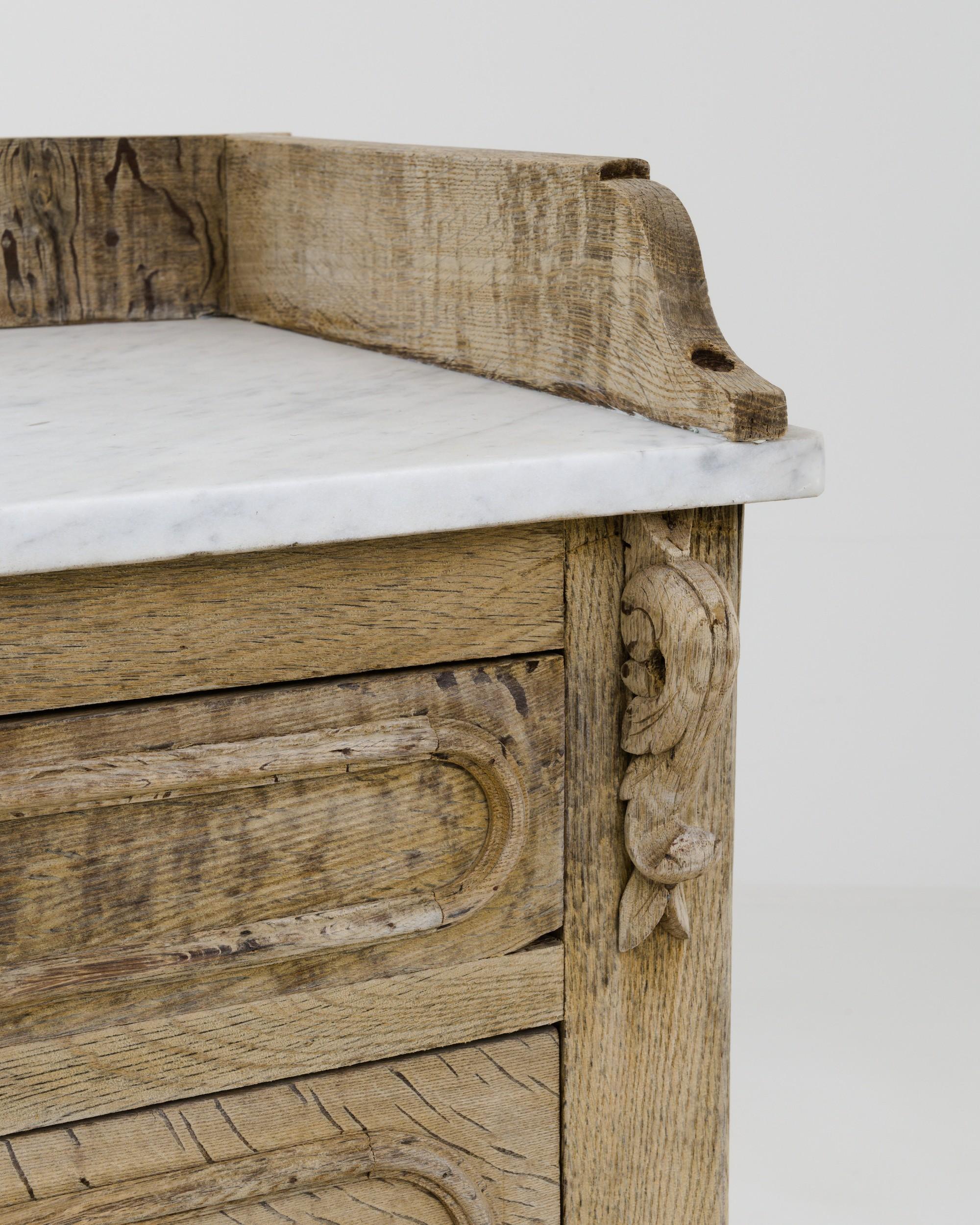 19th Century French Oak Drawer Chest with Marble Top 5