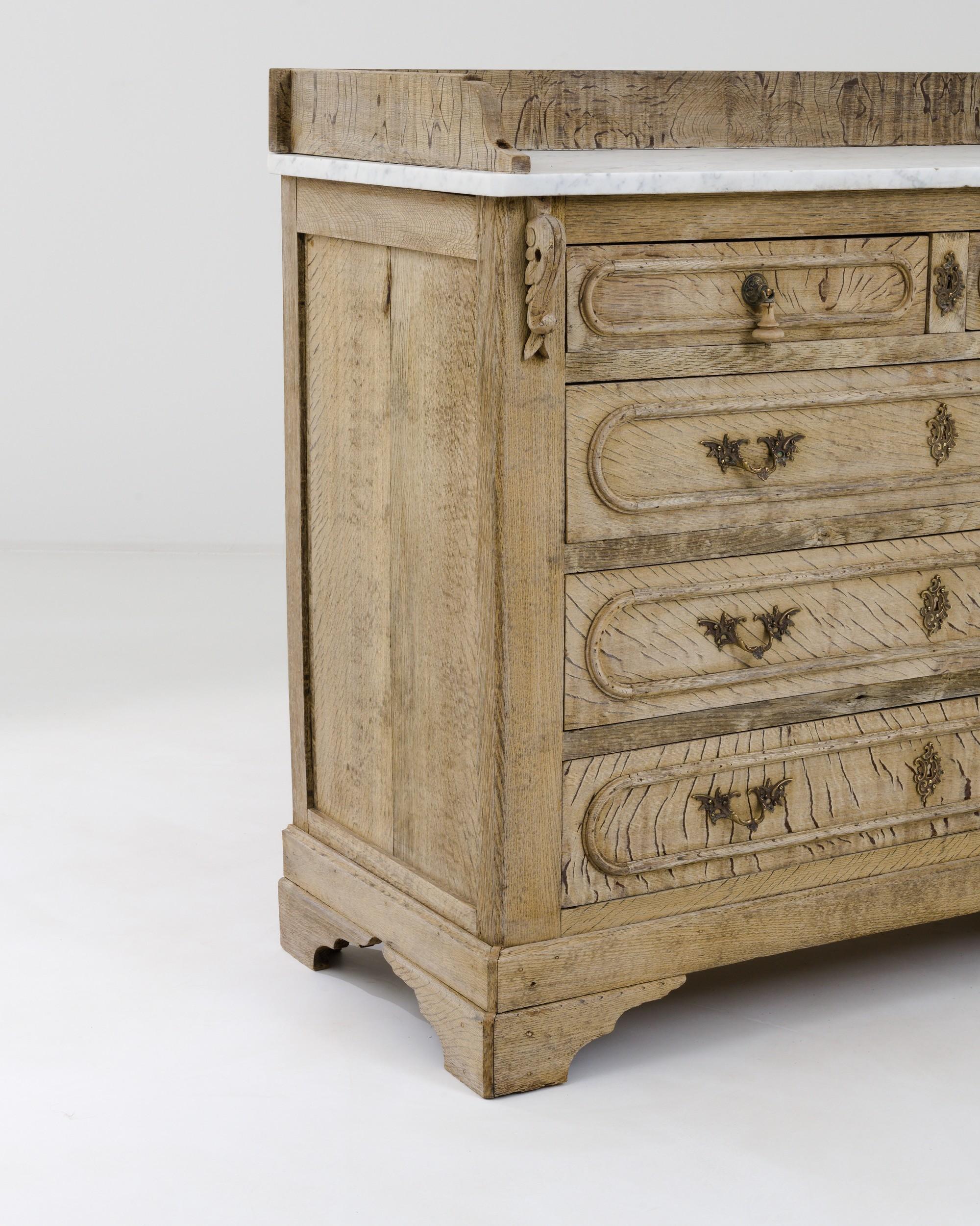 19th Century French Oak Drawer Chest with Marble Top 3