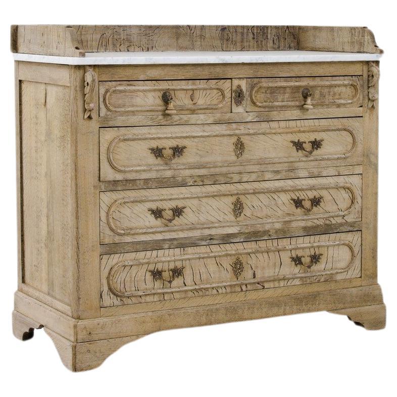 19th Century French Oak Drawer Chest with Marble Top