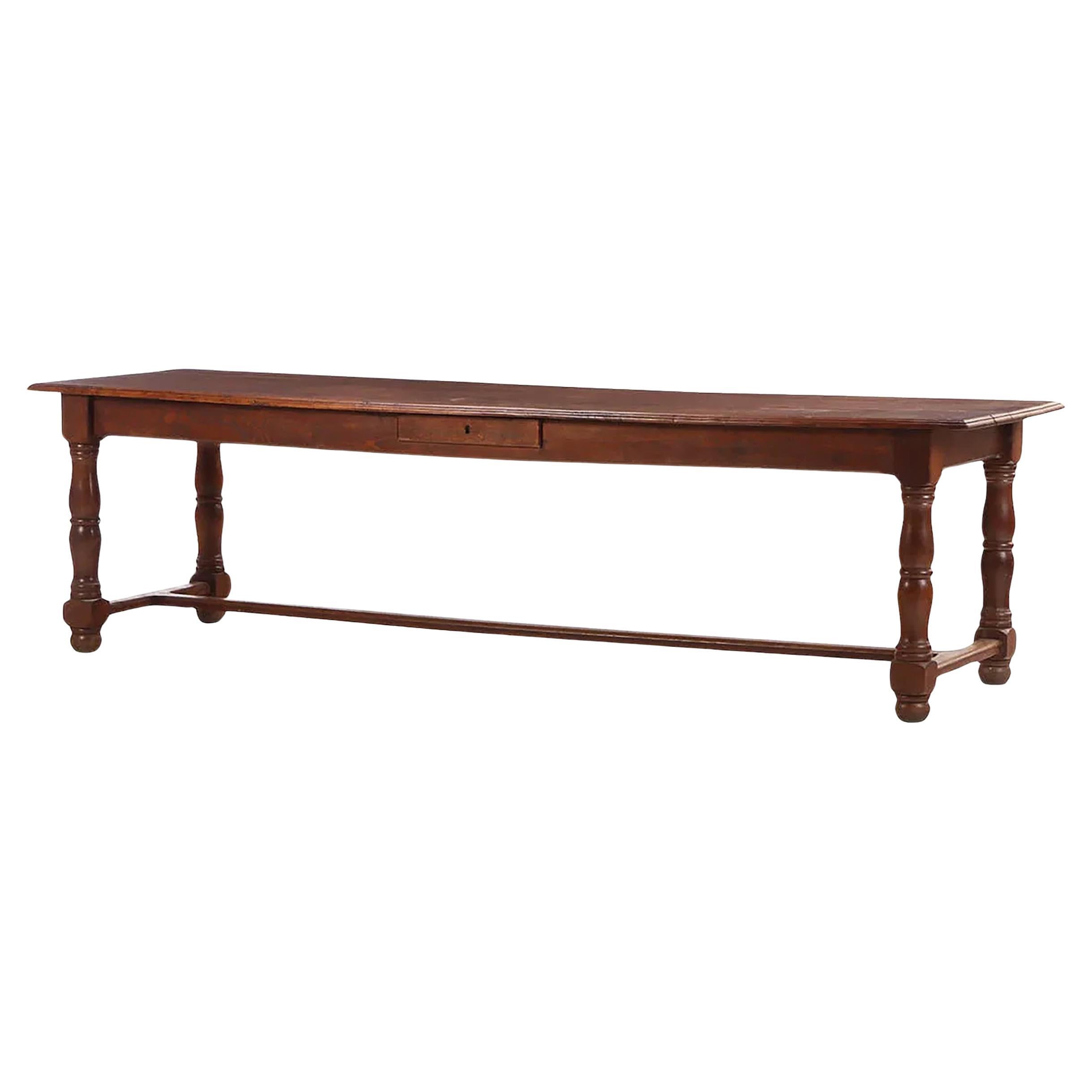 19th Century French Oak Farm Table with Classic Joinery, 1880