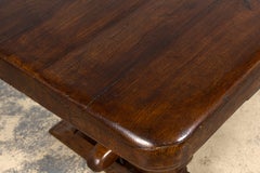 Tavolo da pranzo in legno di Oak francese del XIX secolo, base a cavalletto, antico