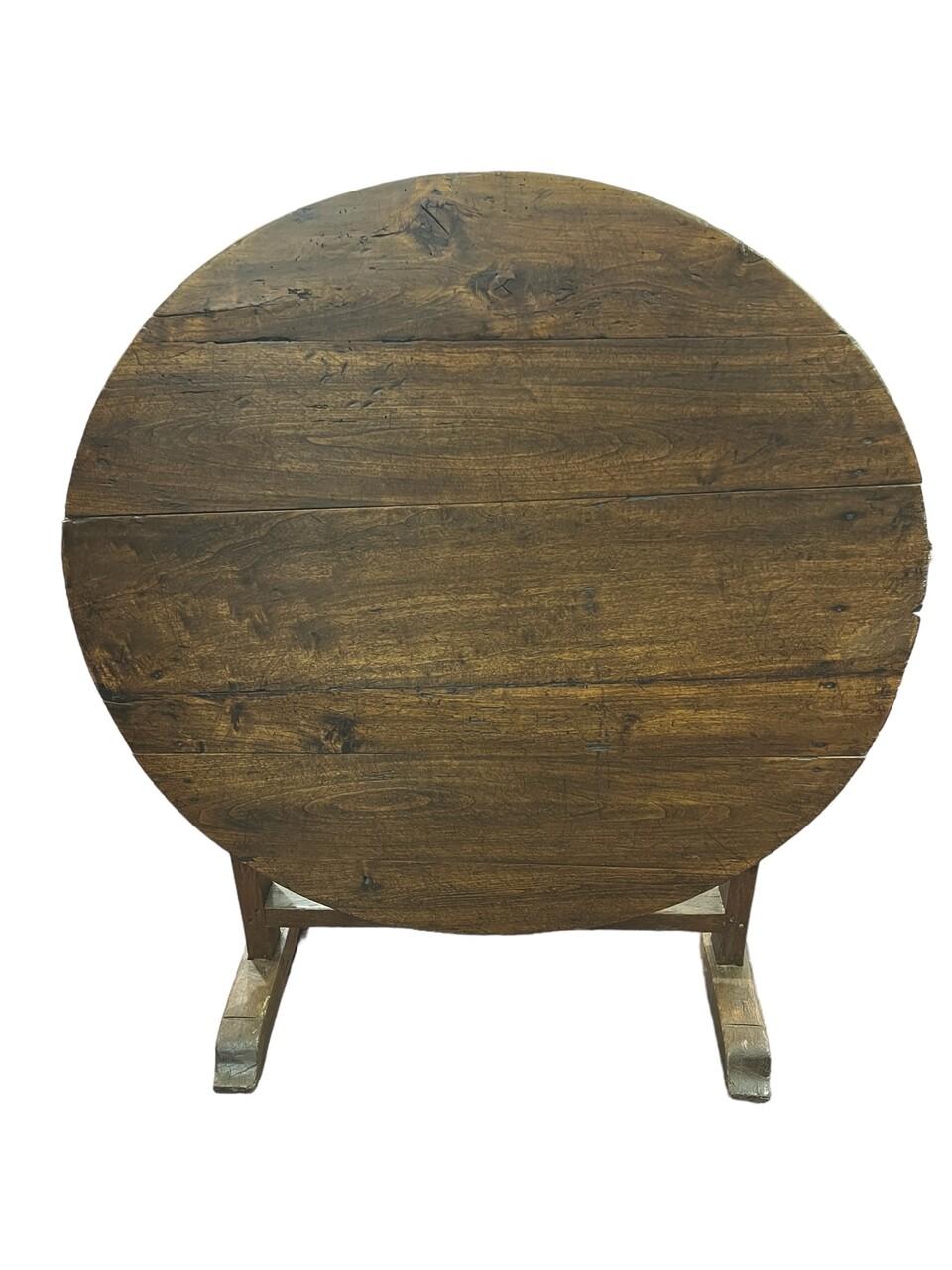 19th Century French Oak Flip Top Wine Tasting Table with nice patina Ca 1850's