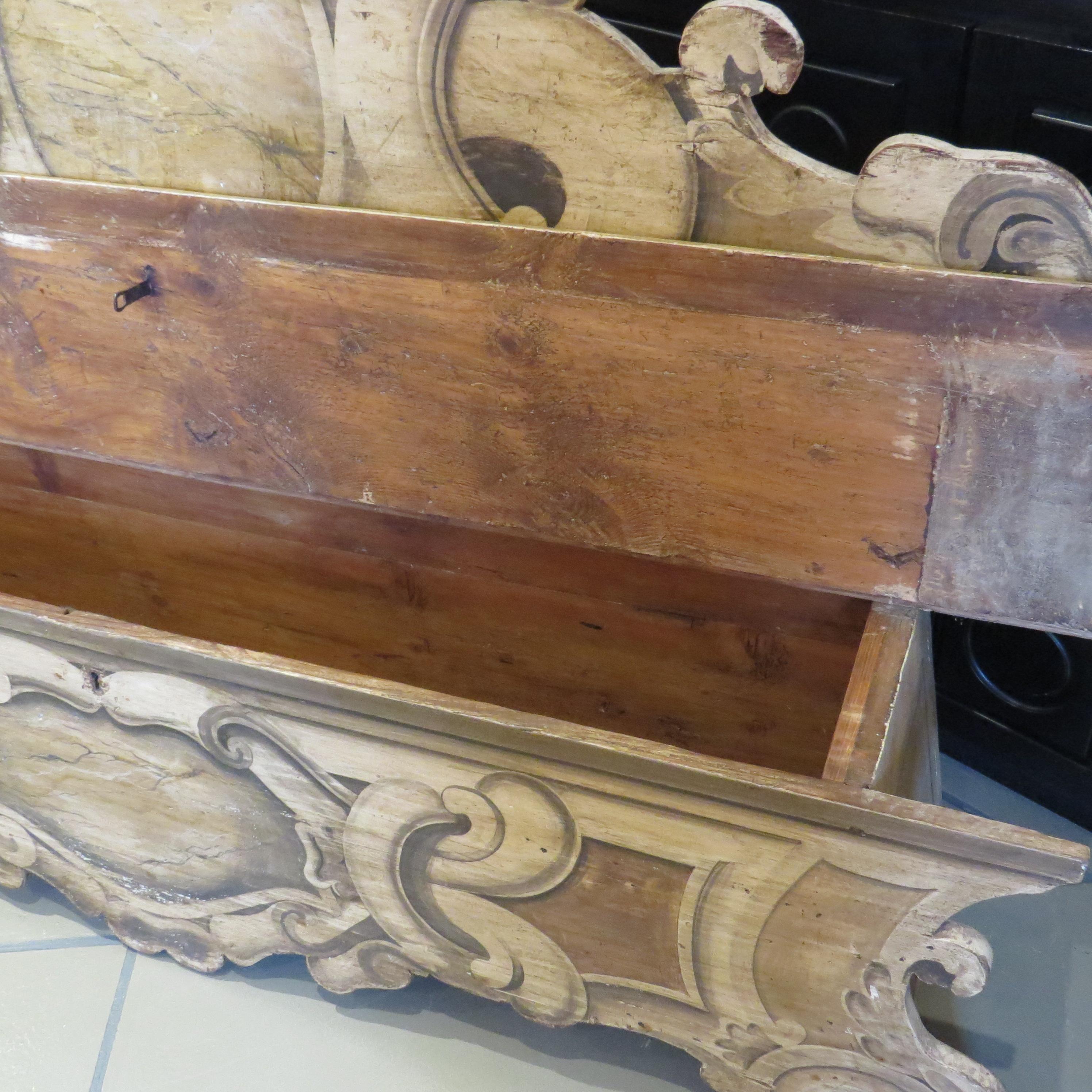 19th Century French Oak, Hand-Painted Venetian Style Bench In Good Condition For Sale In Tulsa, OK
