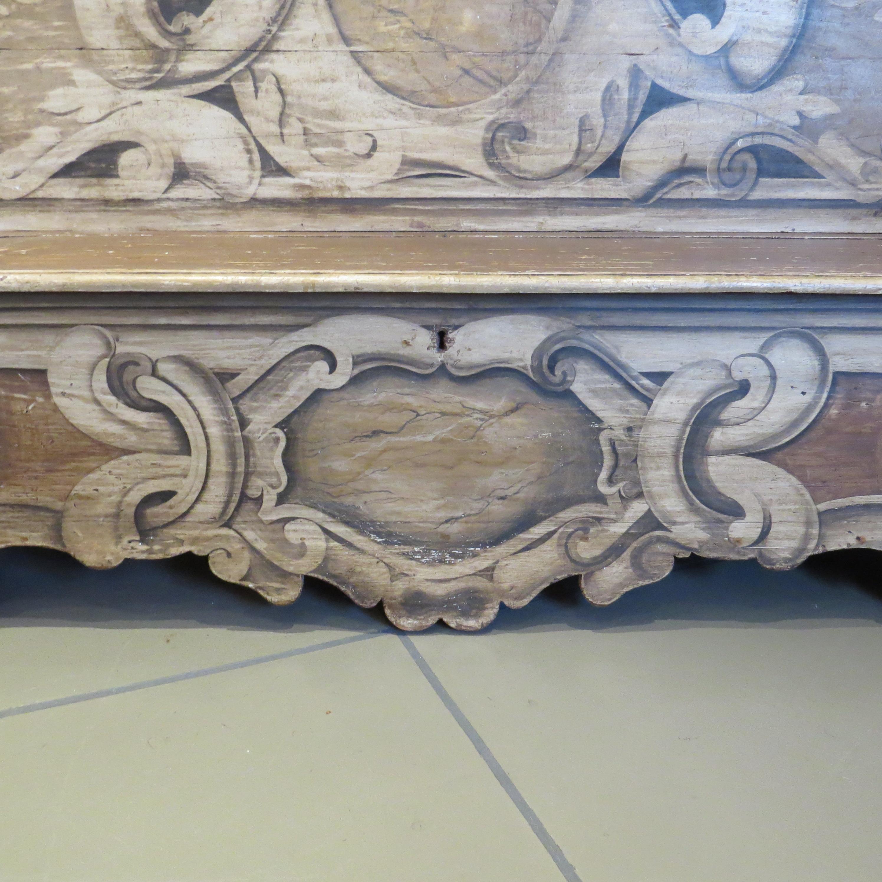 19th Century French Oak, Hand-Painted Venetian Style Bench For Sale 2