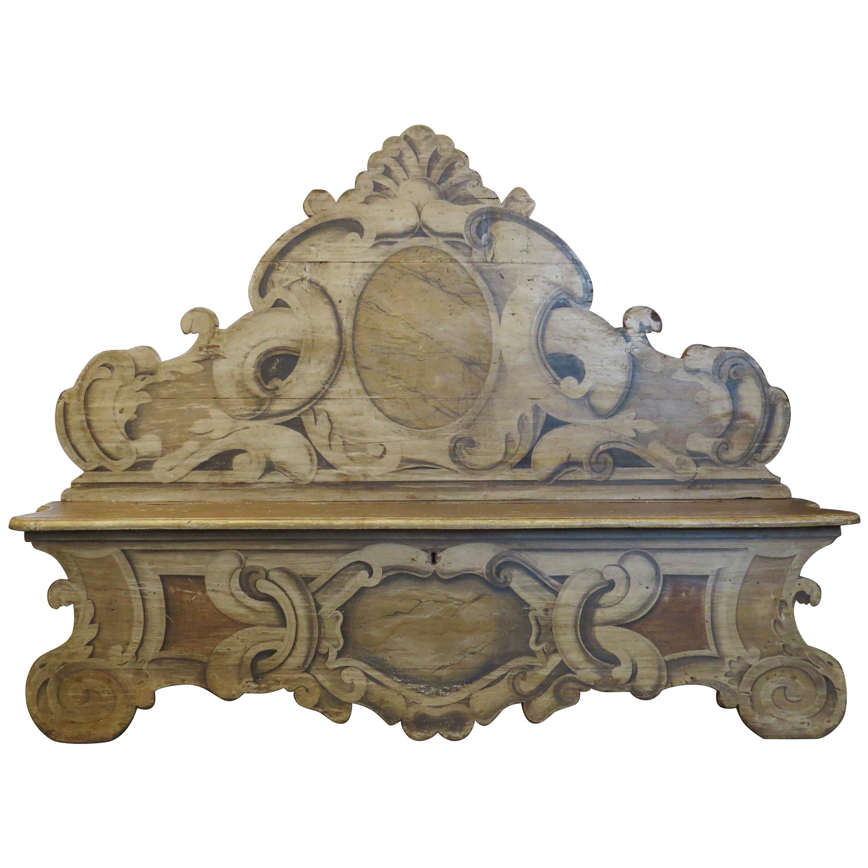 19th Century French Oak, Hand-Painted Venetian Style Bench For Sale