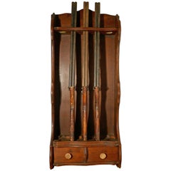 19th Century French Oak Hunting Lodge Shot Gun Rack