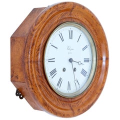 19th Century French Oak Japy Freres Wall Clock Valogne Paris