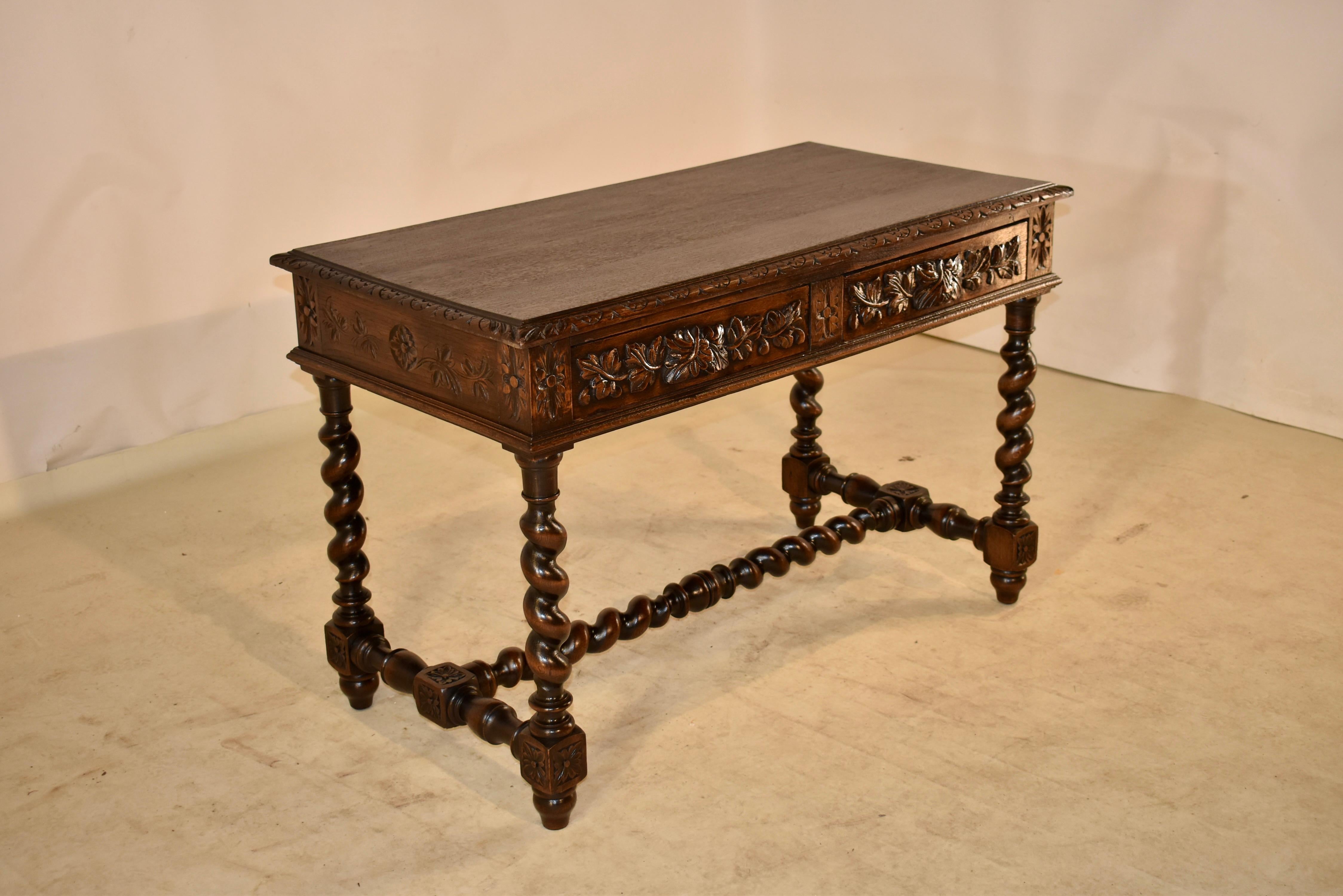 19th Century French Oak Library Table In Good Condition For Sale In High Point, NC