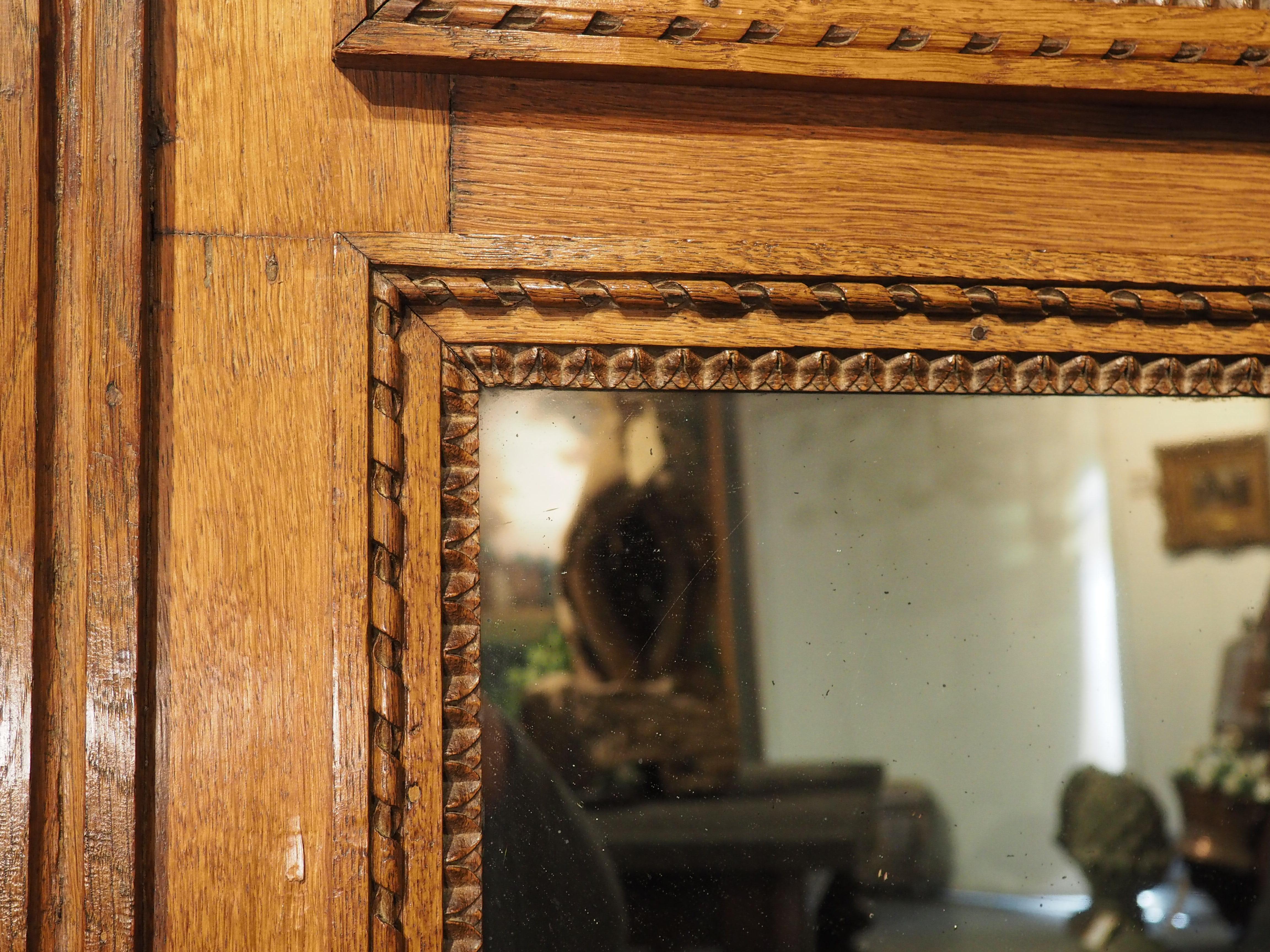 19th Century French Oak Louis XVI Style Trumeau Mirror with Gardening Motifs For Sale 4