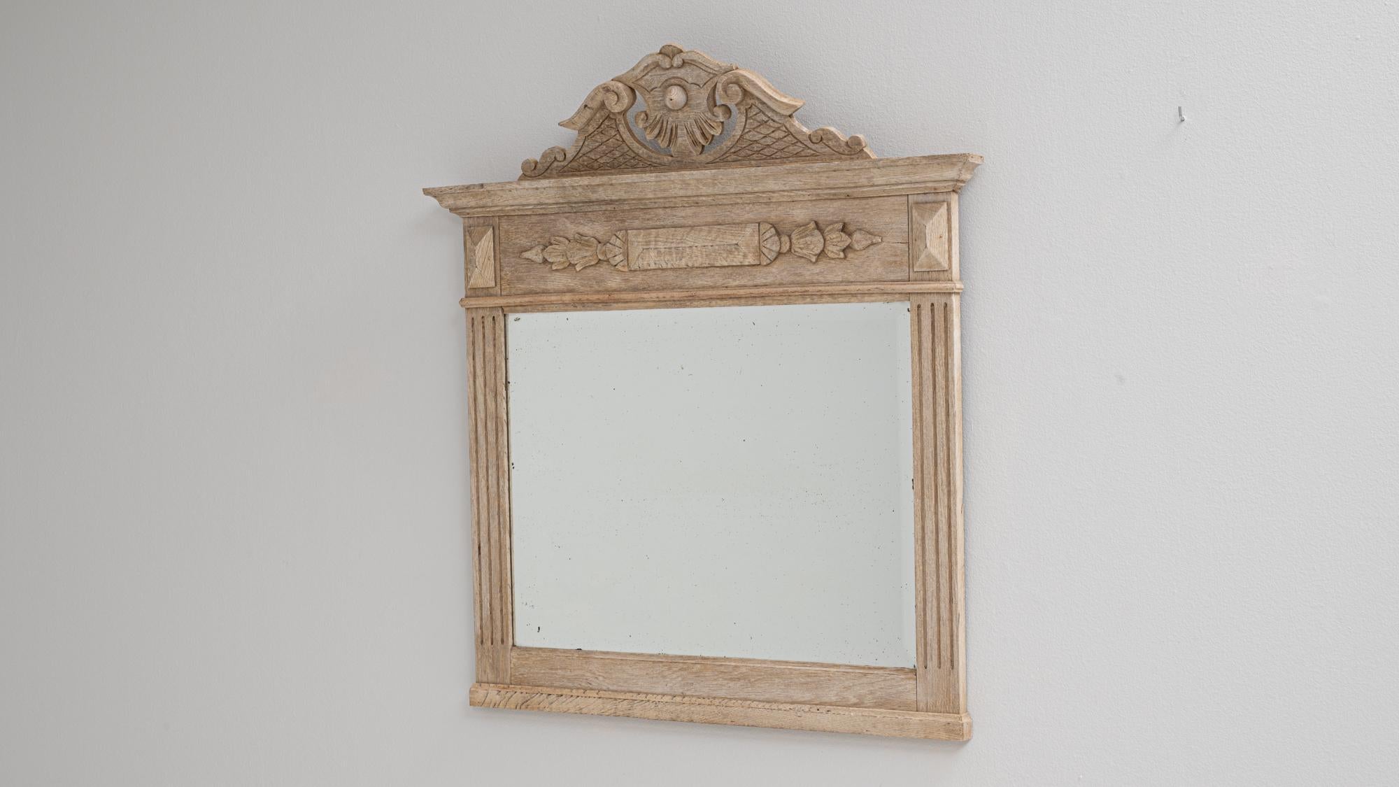 19th Century French Oak Mantel-Style Mirror With Carved Details 4