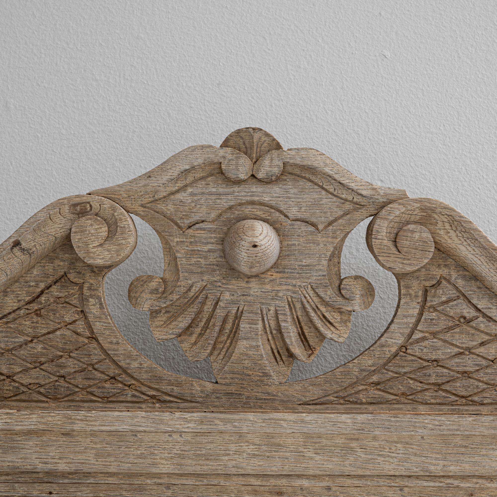 19th Century French Oak Mantel-Style Mirror With Carved Details 6