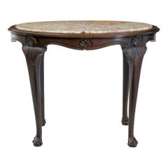 19th Century French Oak Marble Top Center Table