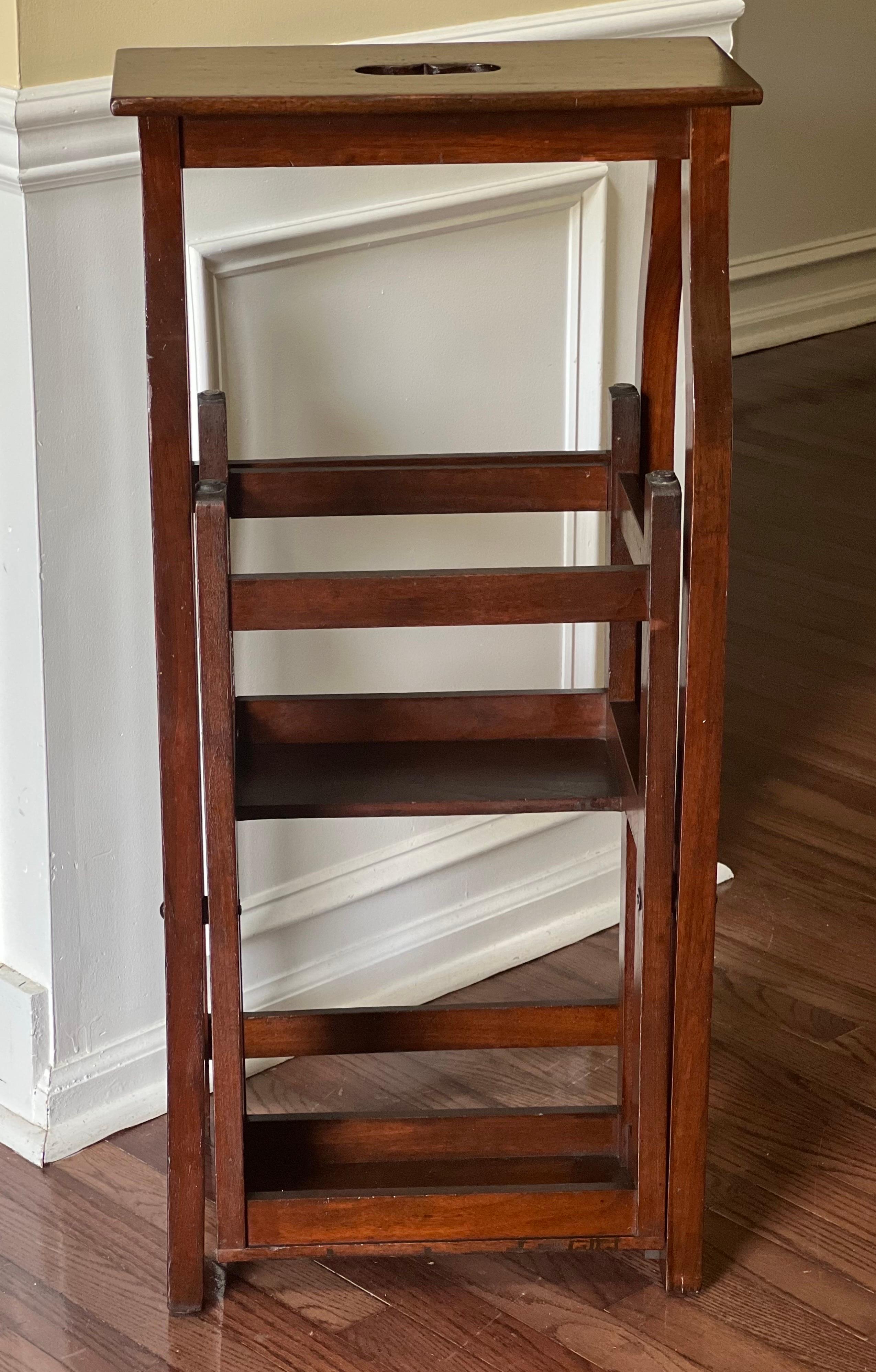 19th Century French Oak Metamorphic Folding Library Ladder or Step Stool 2
