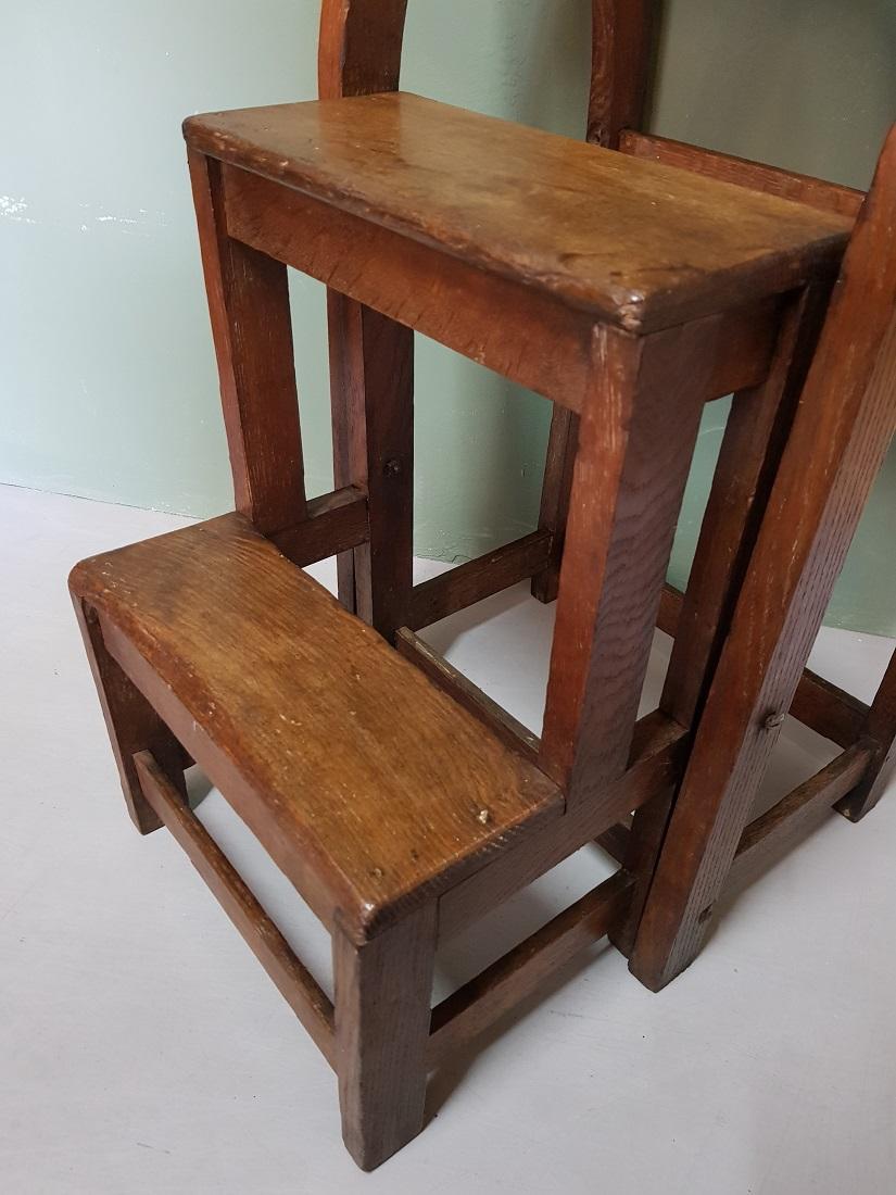 19th Century French Oak Metamorphic Stool and Stairs 1