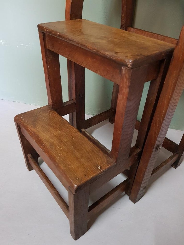 19th Century French Oak Metamorphic Stool and Stairs at 1stDibs