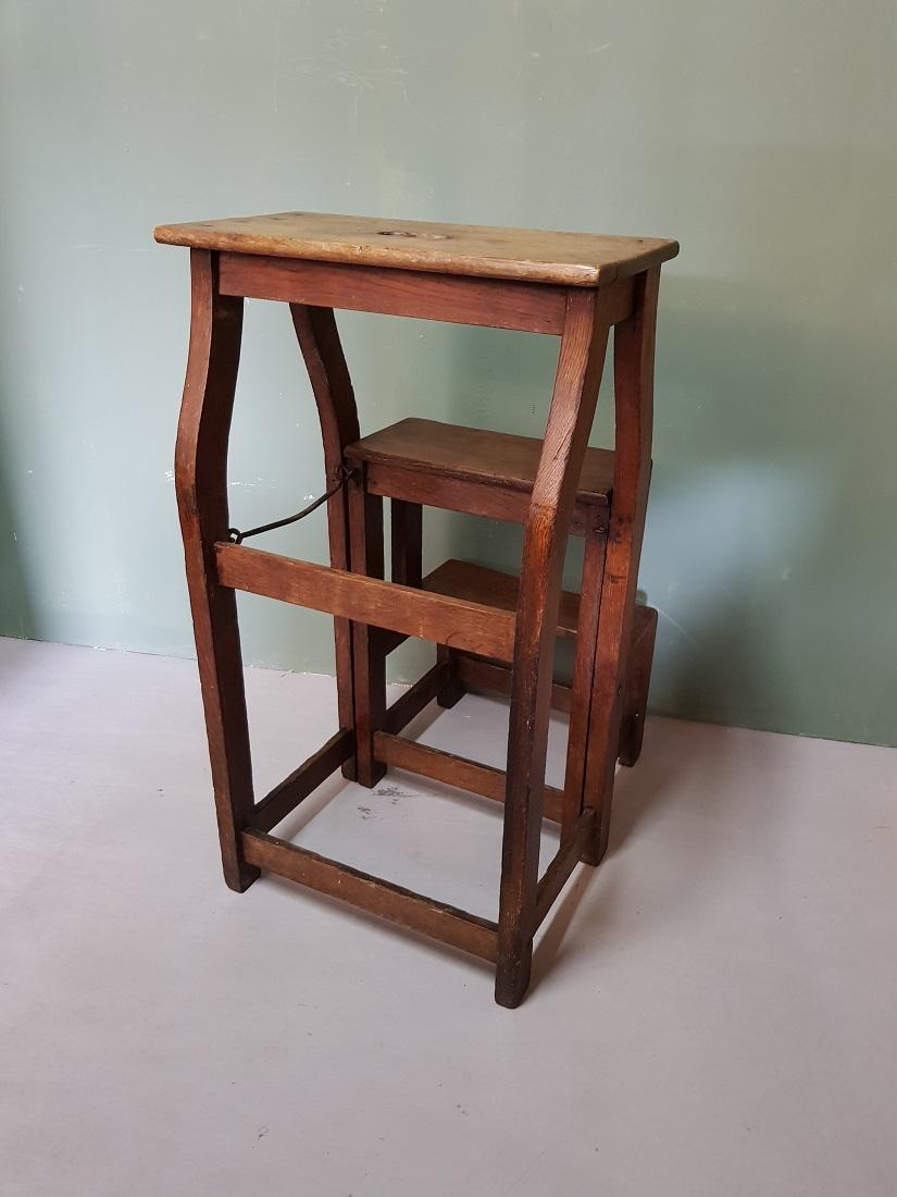 19th Century French Oak Metamorphic Stool and Stairs 4