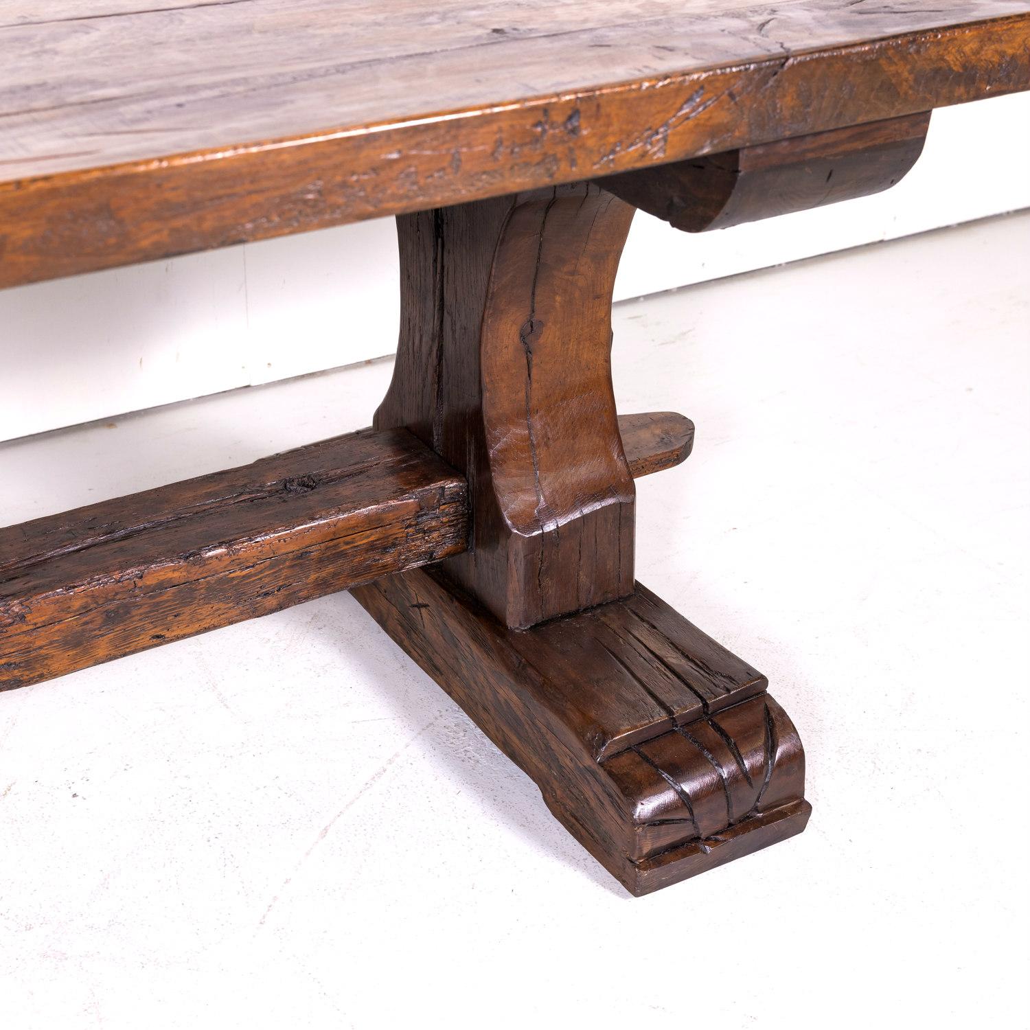 19th Century French Oak Monastery Trestle Dining Table 6