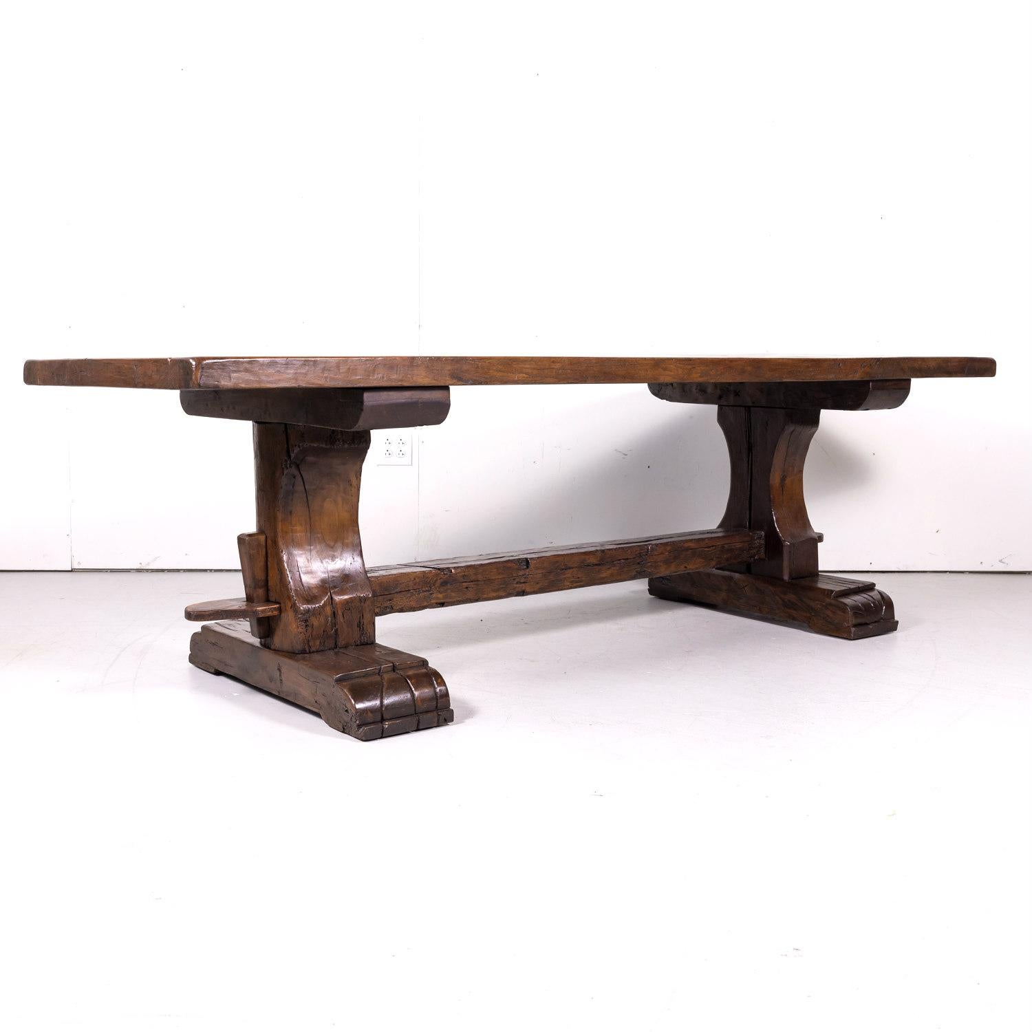 19th Century French Oak Monastery Trestle Dining Table 8