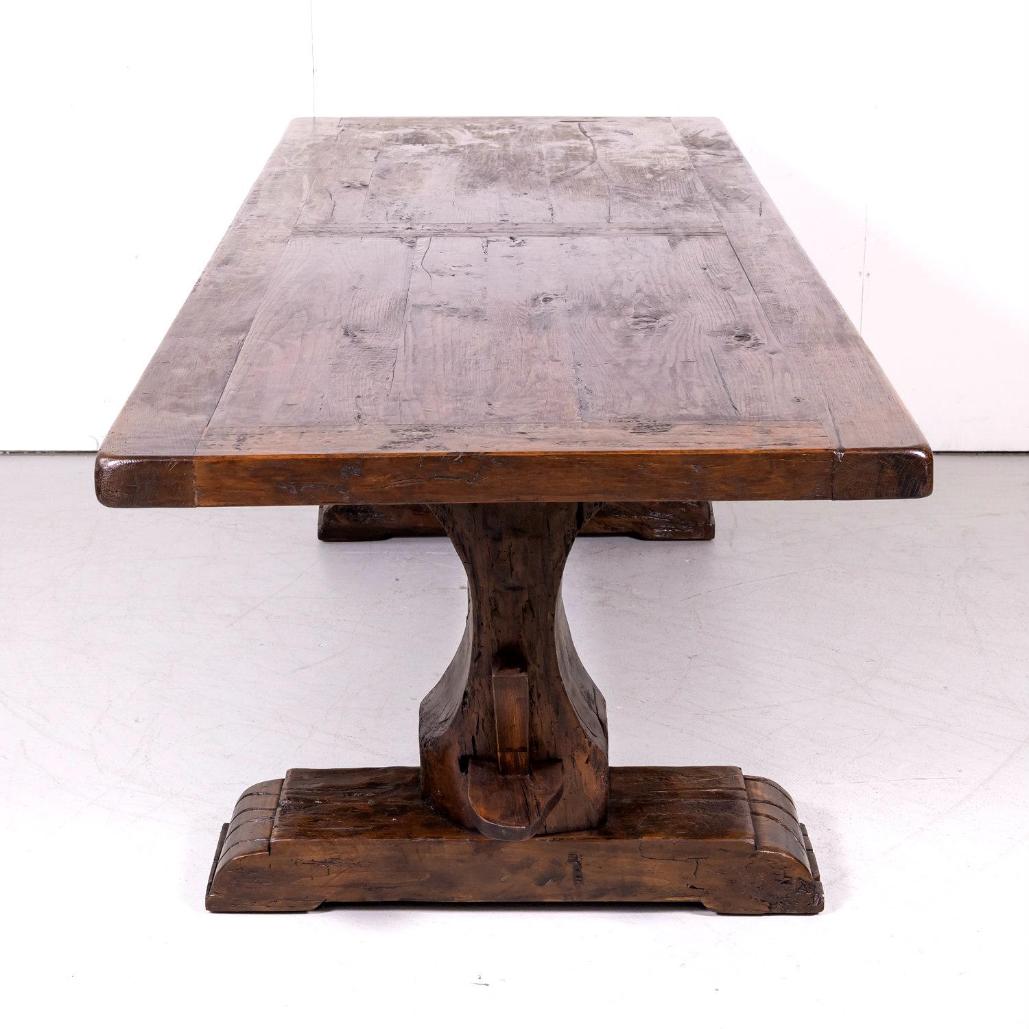 19th Century French Oak Monastery Trestle Dining Table 11
