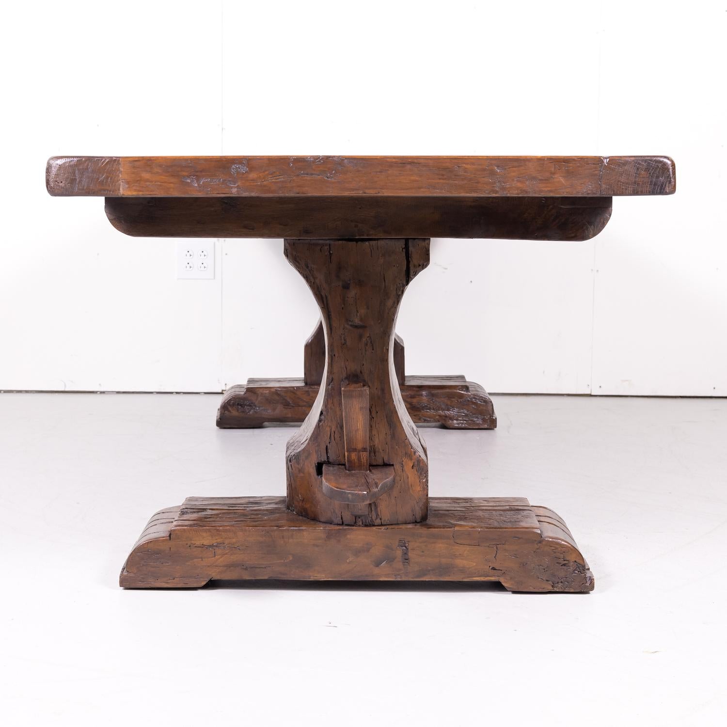 19th Century French Oak Monastery Trestle Dining Table 12